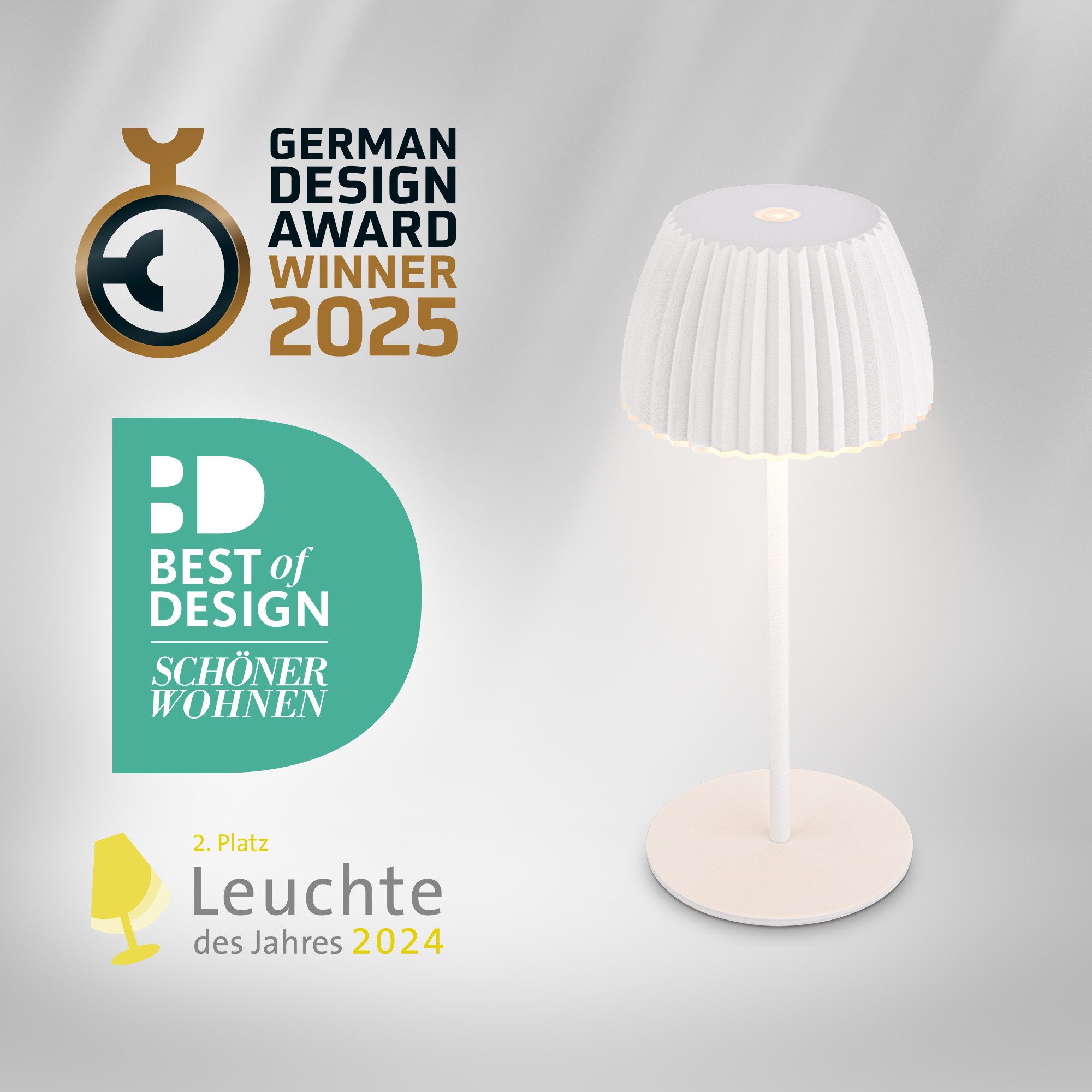 Briloner Leuchten LED Tischleuchte Riffle Tischlampe kabellos Akku USB-C dimmbar Design Award, LED fest integriert, 2700K- Extra-Warmweiß, Akku tauschbar, Indoor/Outdoor, Balkon, Wohnzimmer, Esszimmer