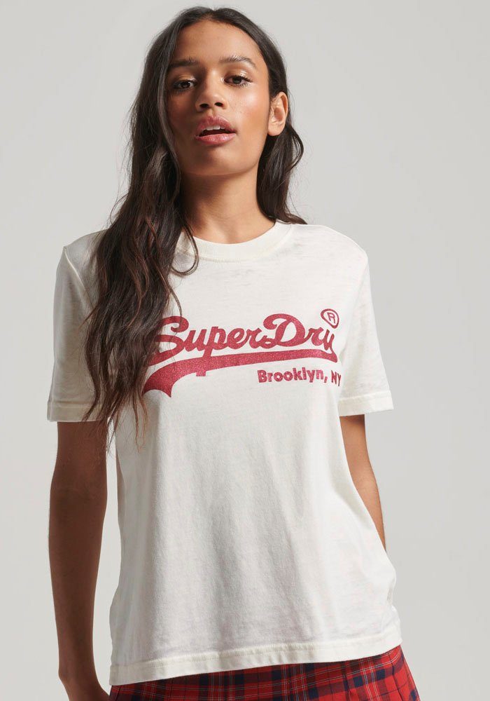Superdry Rundhalsshirt EMBELLISHED VL T SHIRT Desert Bone Off White | T-Shirts