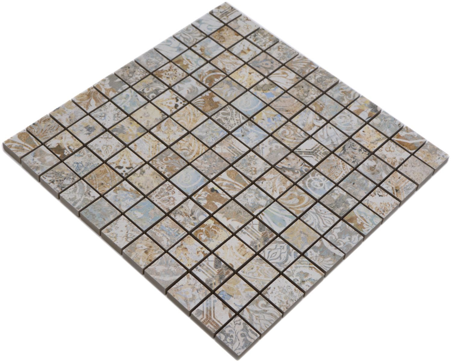 Mosani Wandfliese Natursteinzeug Mosaik leicht mehrfarbig matt / 10 Mosaikmatten