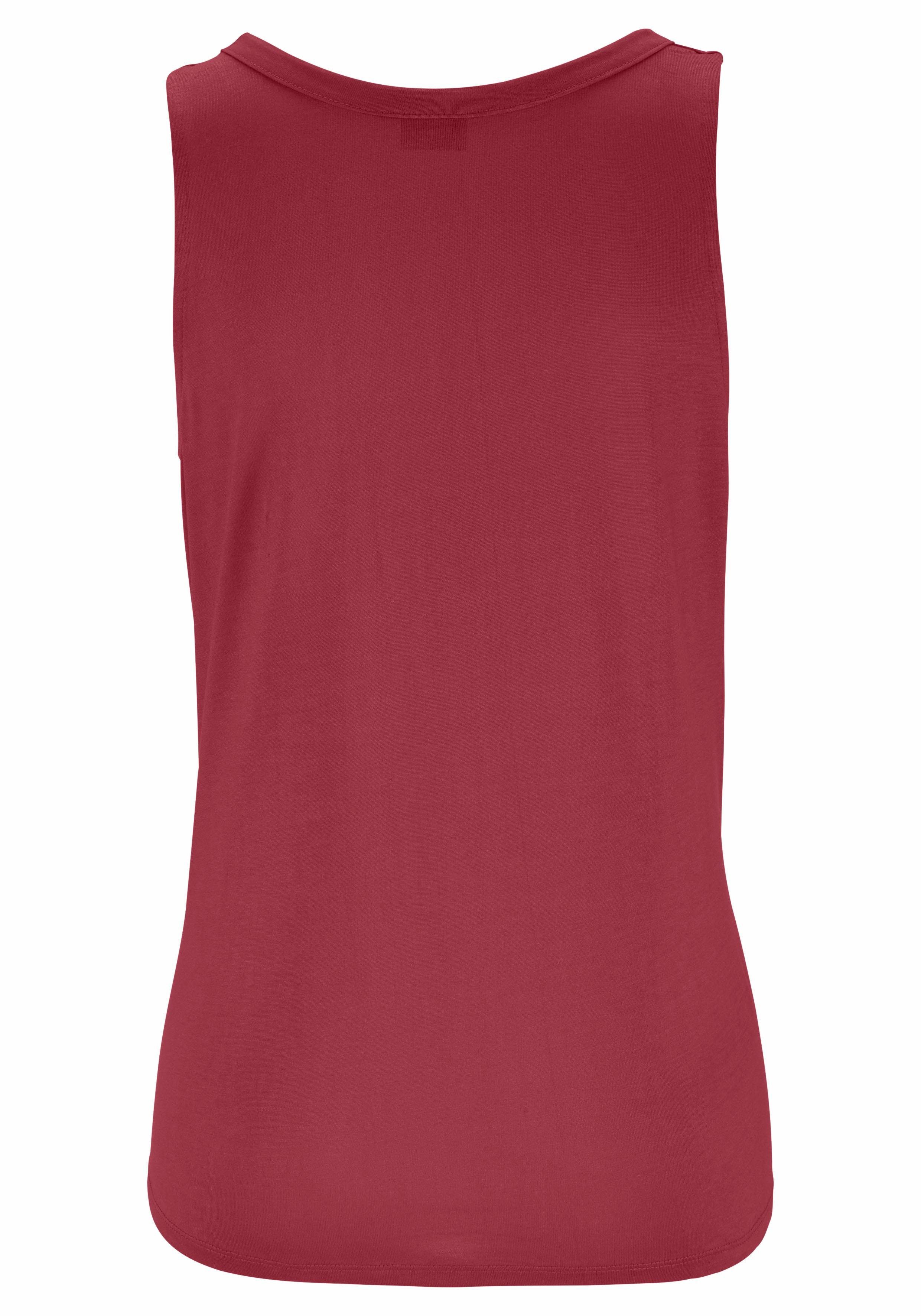 LASCANA Tanktop mit goldfarbenem Zieraccessoire vorne lockeres Sommertop aus Viskose, lässiges Jerseytop, Trägertop, casual – Bild 4 von 5