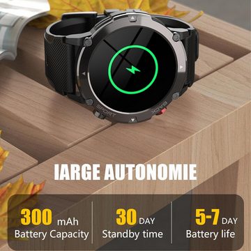 findtime Smartwatch (1,32 Zoll, Android, iOS), Schlafmonitor,Schrittzähler, Kalorien, wasserdicht IP68, Stoppuhr, GPS