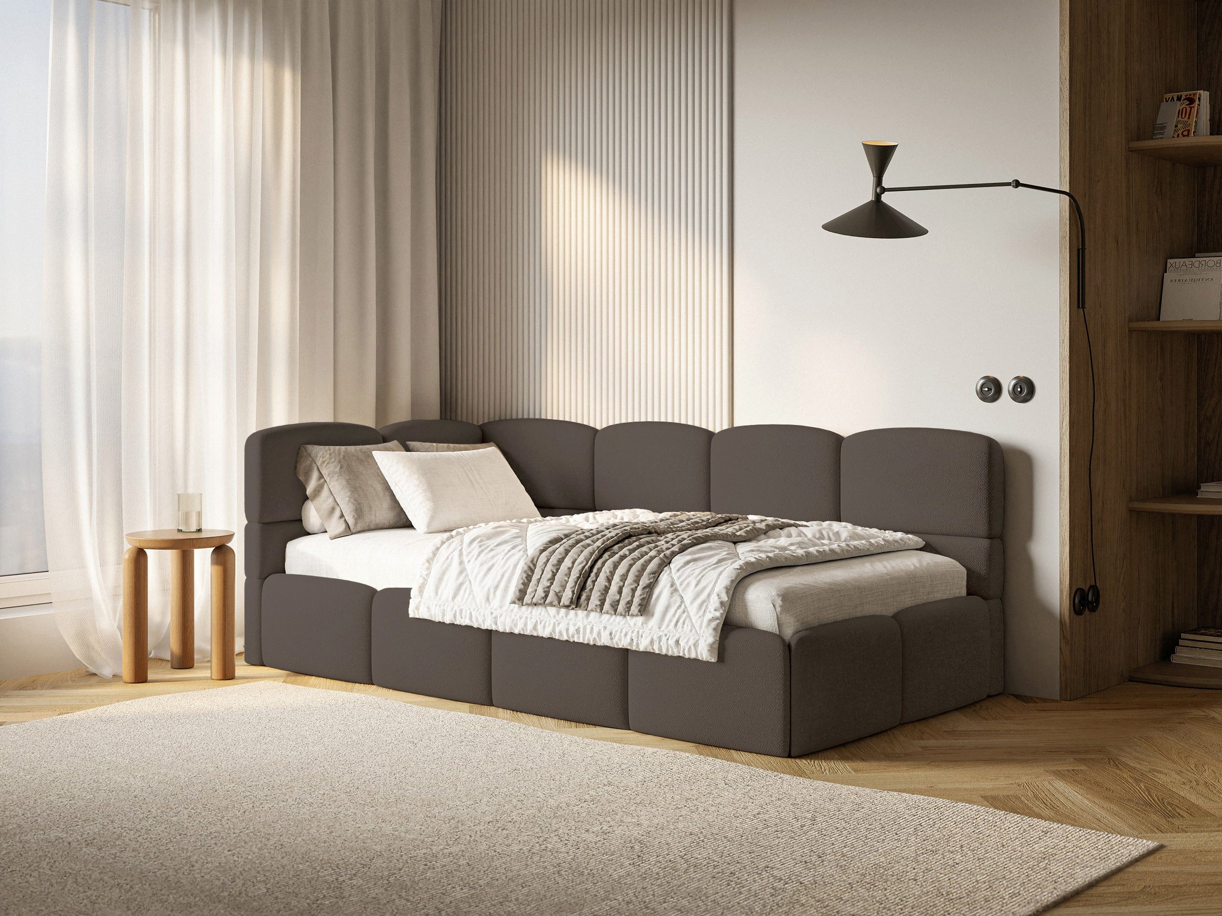 Selsey Jugendbett CLOUDY, mit Bettkasten, Lattenrost, Chenille wasserabweisend, 120 x 200 cm