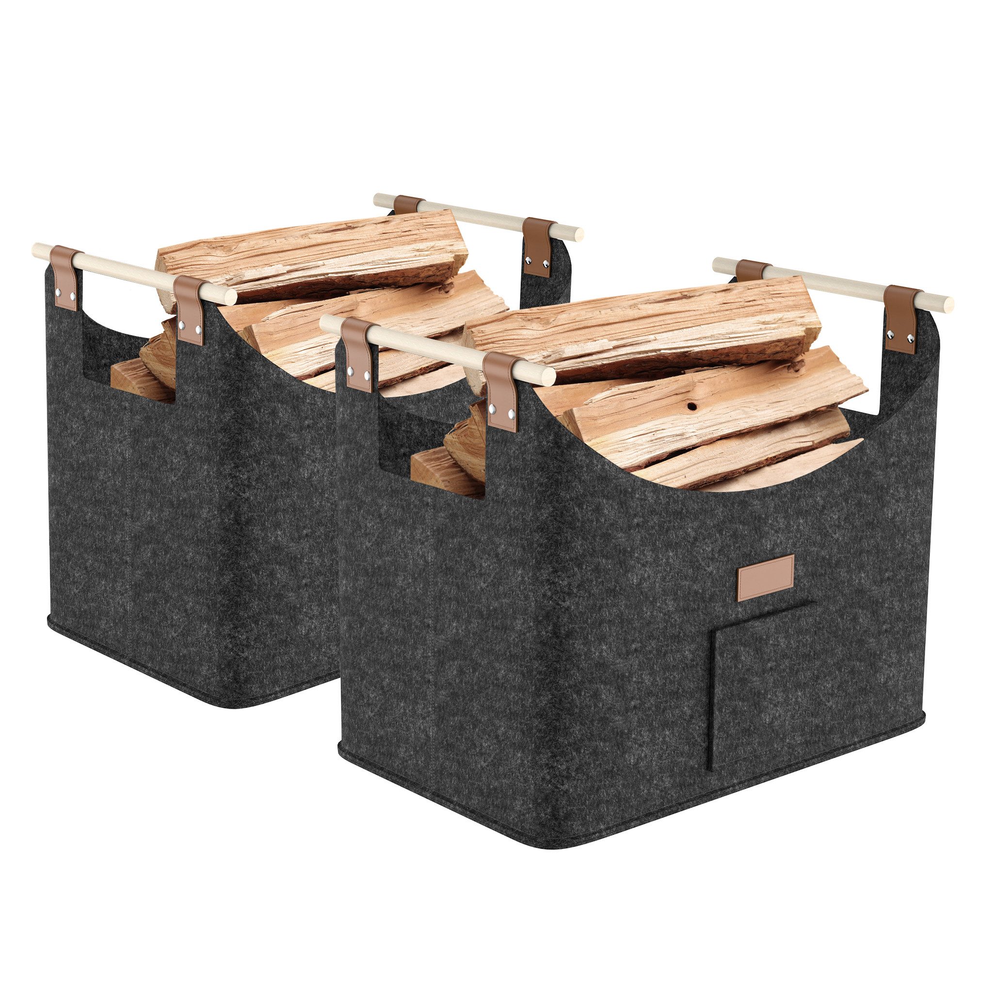 FIVMEN Kaminholzkorb 2-er Set XXL Faltbarer Brennholzkorb Filzkorb extra dicker Filz