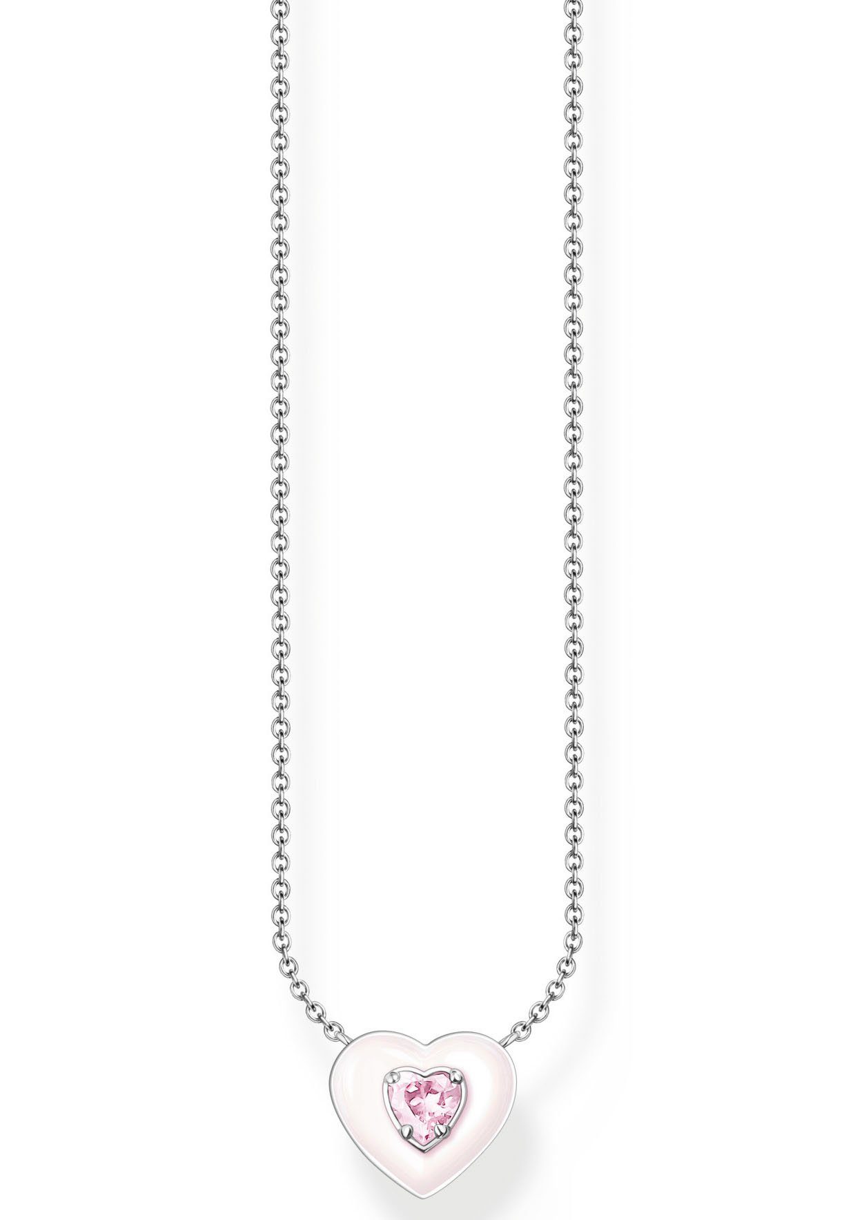 Herz KE2184-041-9-L45V, Stein, (synth), Filigrane dreidimensional pinkem mit mit Herz- THOMAS mit SABO Zirkonia gestaltetem Kette Halskette mit Anhänger Anhänger