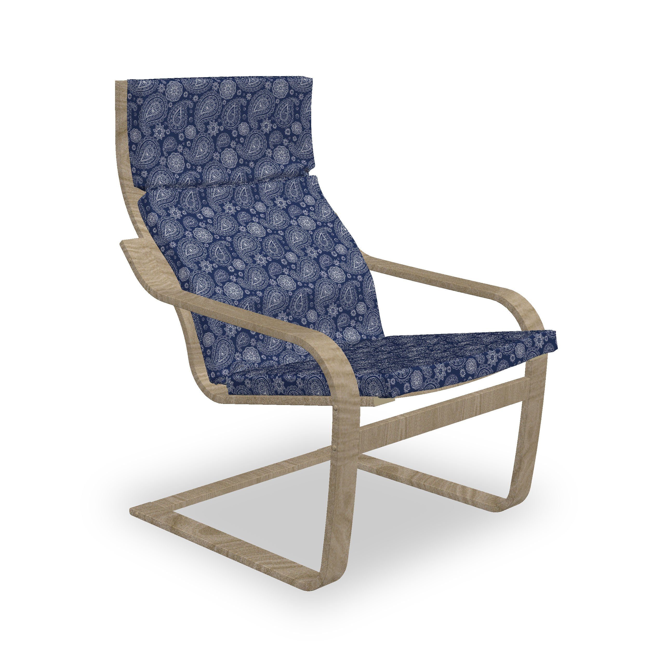 Abakuhaus Stuhlkissen Sitzkissen mit Stuhlkissen mit Hakenschlaufe und Reißverschluss, blau Paisley Sketch Stil Motive