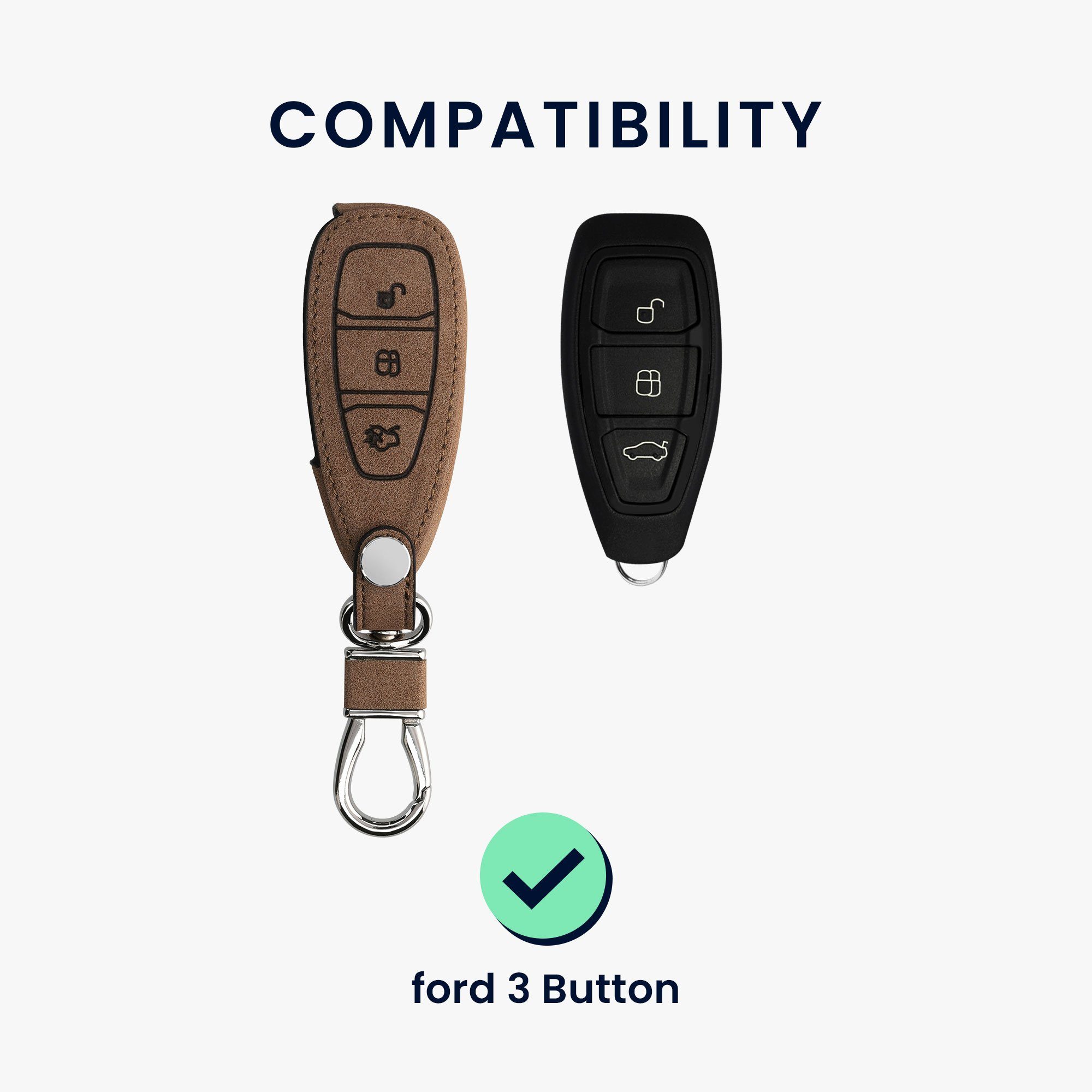 für kwmobile Schlüsselhülle Schlüssel Kunstleder Case - Schlüsseltasche Hülle Ford, Cover Schutzhülle Autoschlüssel