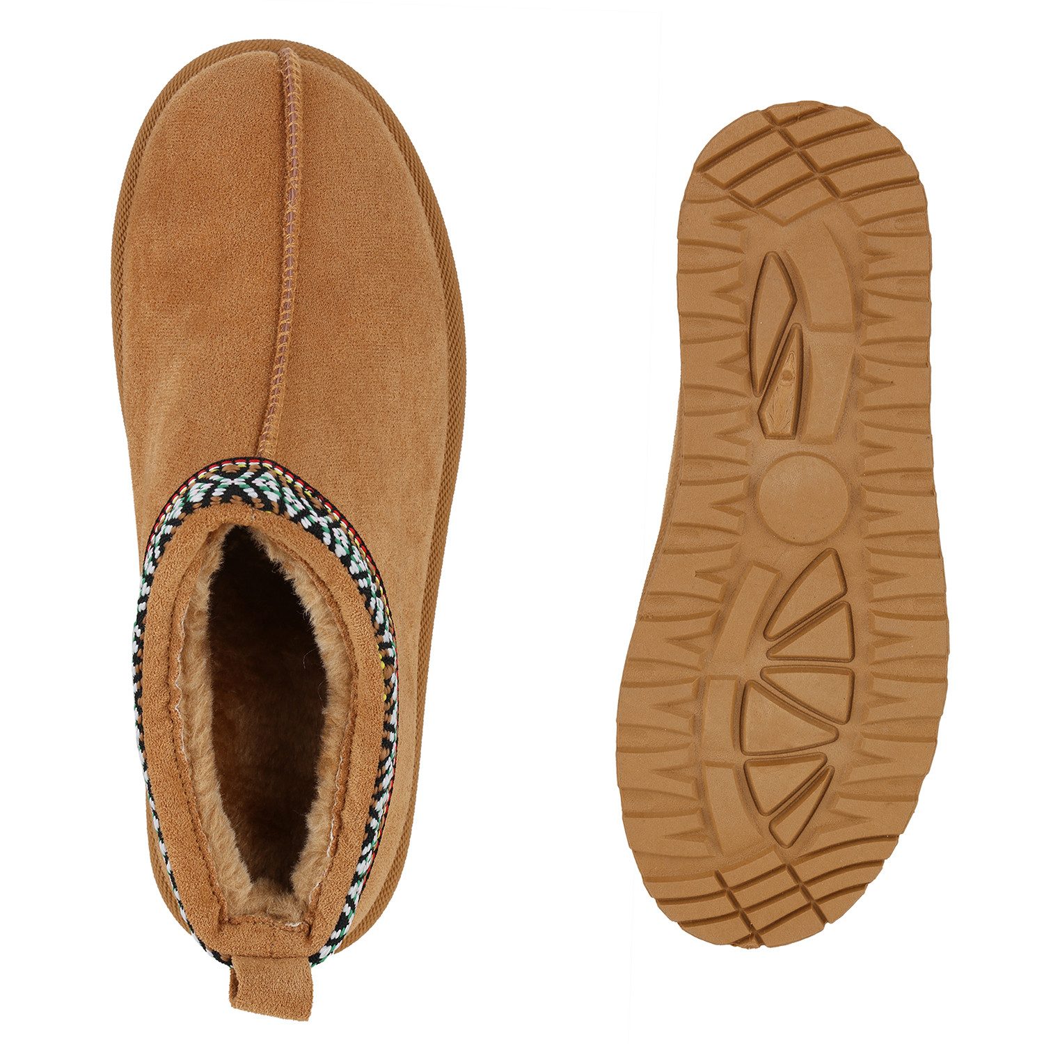 VAN HILL 841495 Hausschuh Damen Warm Gefütterte Pantoffeln Hausschuhe Bequeme Prints