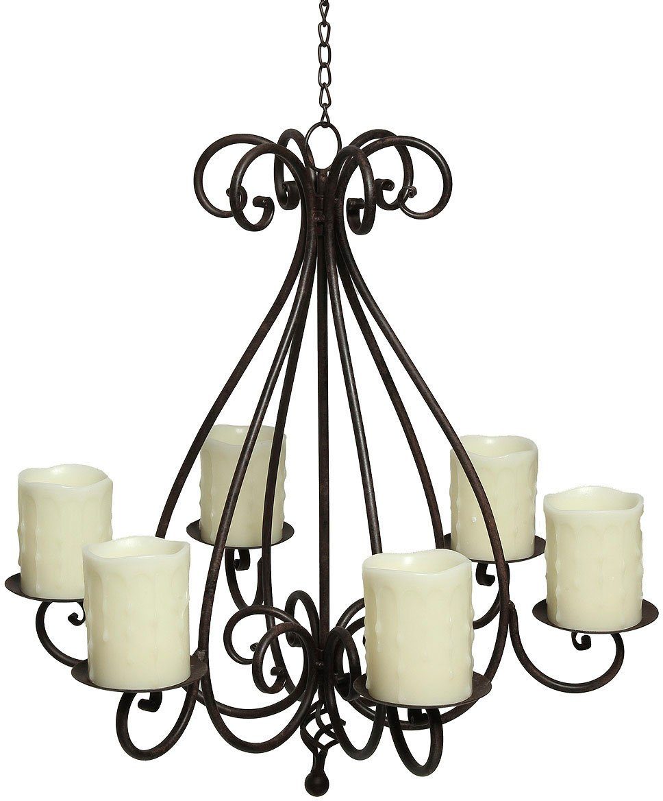 Ambiente Haus Kerzenständer Kronleuchter mit 6 Tellern in Antikbraun (1 St) günstig online kaufen