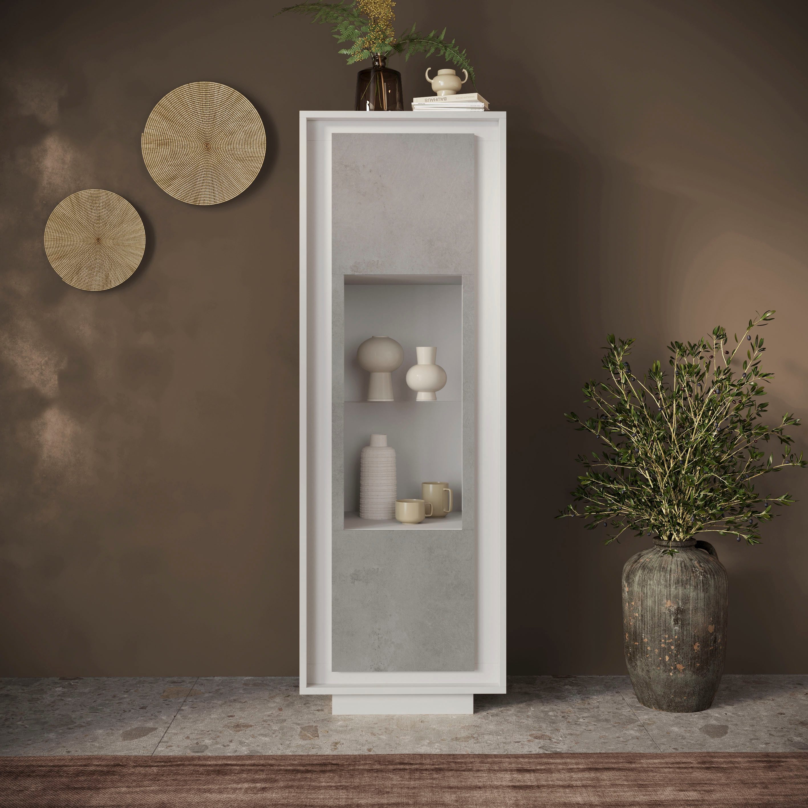 Home affaire Vitrine Sky, B/H 67/197 cm, Vitrinenschrank/Standvitrine/Glasvitrine, 1 Tür Softclosing, Korpus & Front 22 mm stark, Rahmen-Optik