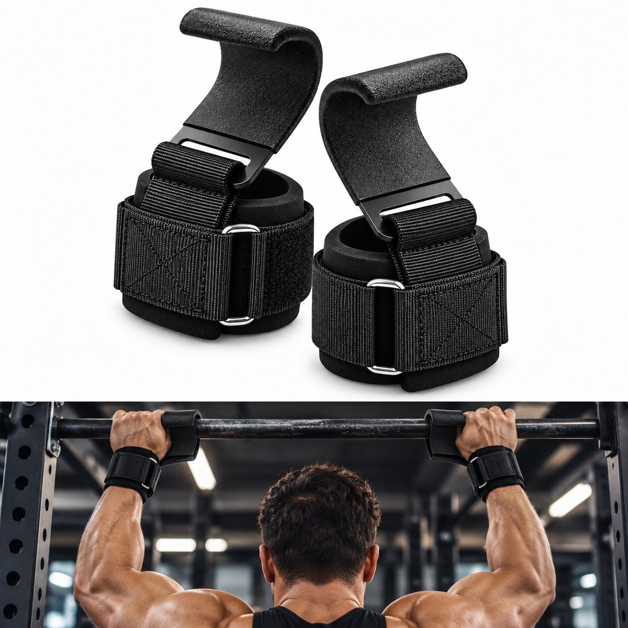 Luckice Zughilfe Hebehilfe Handgelenkschutz, Nylon Riemen für Kreuzheben Klimmzug (Set, 2-tlg., 272kg+ Belastbarkeit, gefertigt aus hochwertigem verstärktem Material), Handgelenksentlastung & individuelle Anpassung