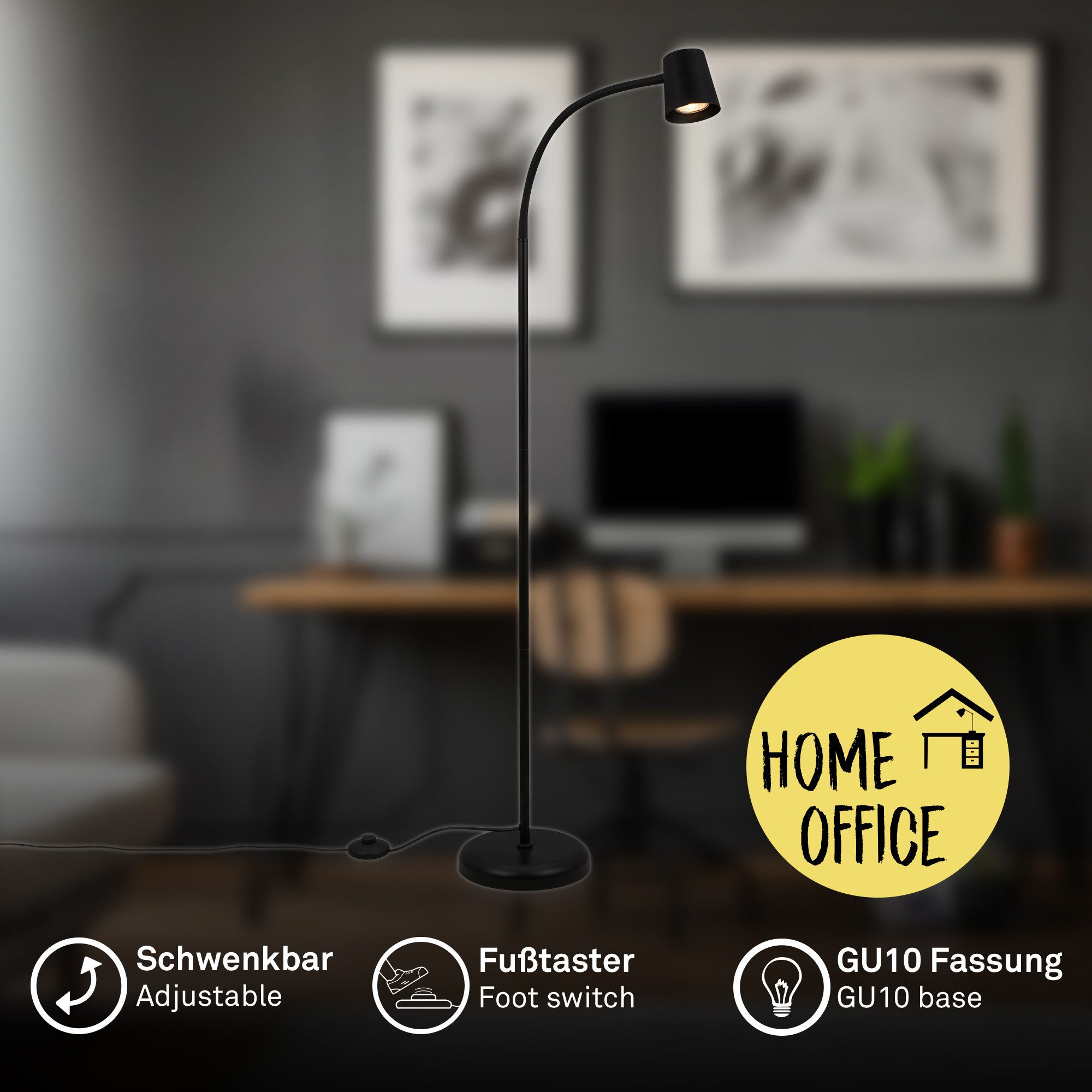 Stehlampe LED Stehleuchte schwenkbar Home Office Wohnzimmer GU10