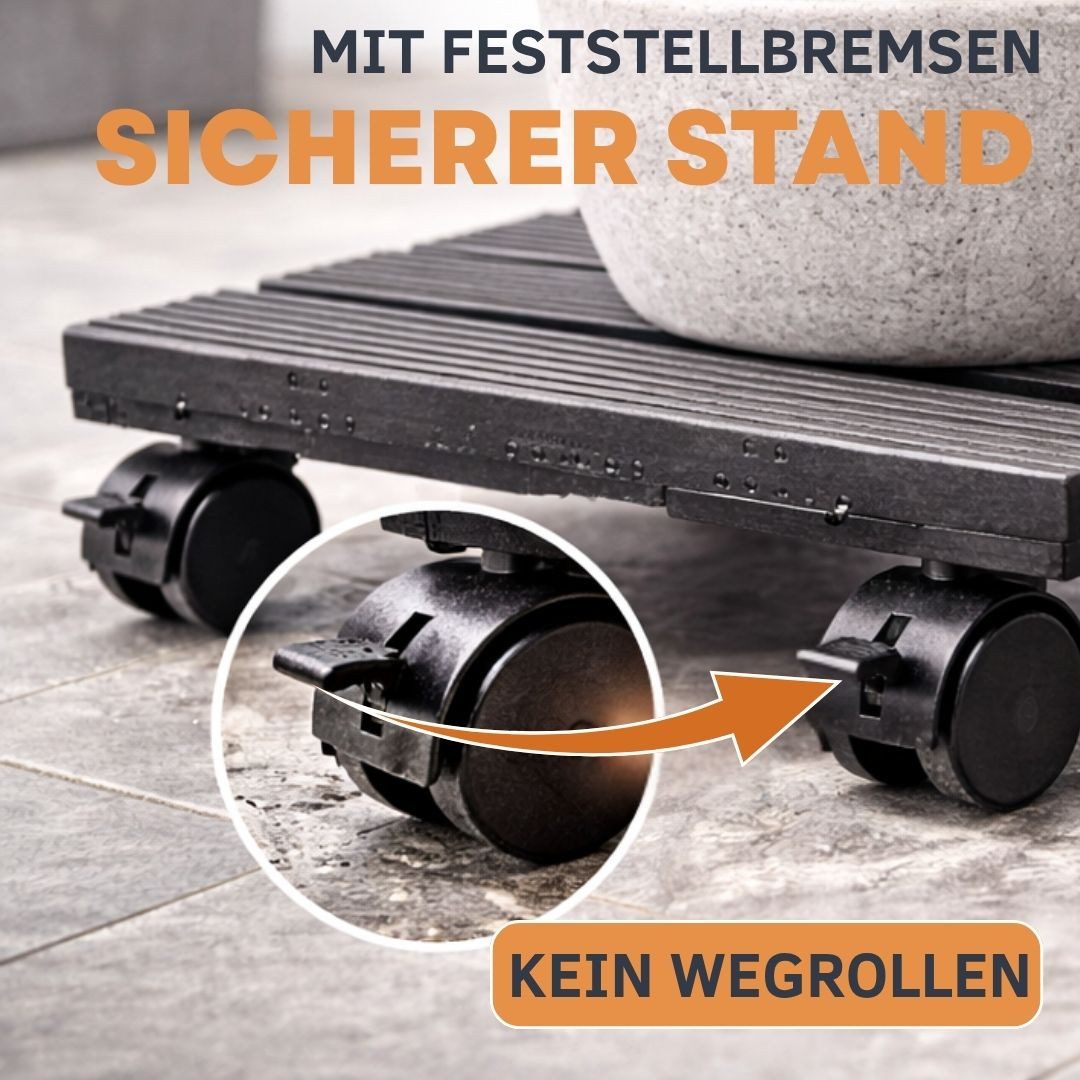 Topanbieter999 Pflanzenroller mit Feststellbremsen, Holzoptik, riss- und splitterfrei – Bild 5 von 5