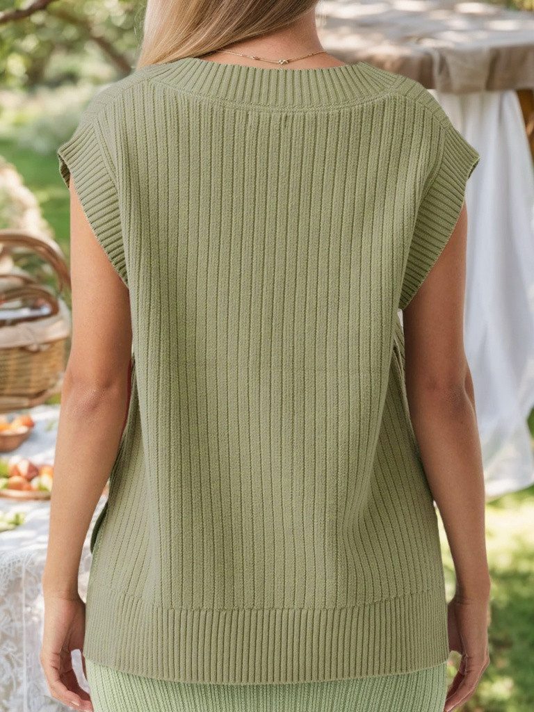 LUCKZON Pullunder Damen-Pulloverweste mit V-Ausschnitt, übergroß, günstig online kaufen