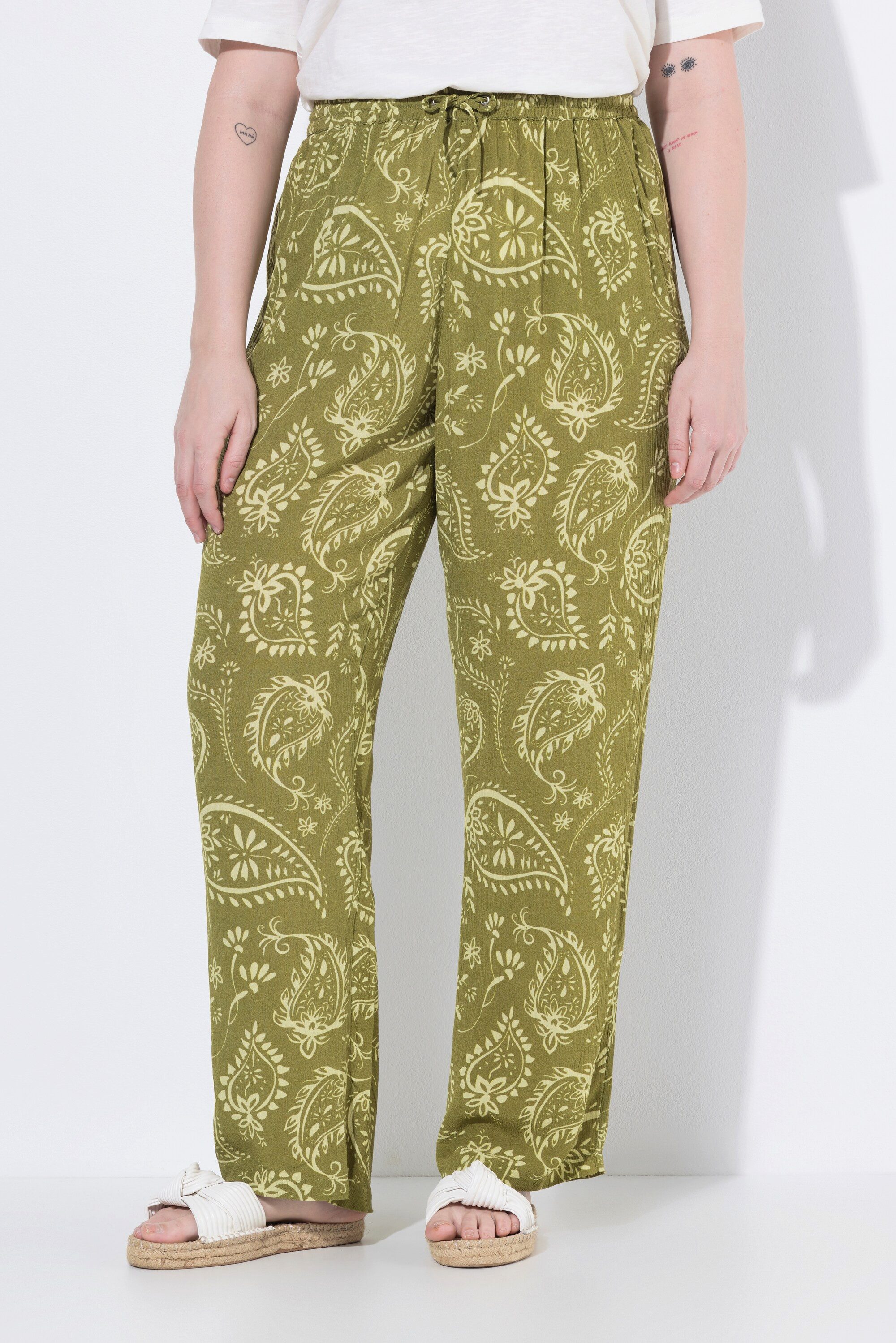 Schlupfhose Hose Rose Paisleymuster weites Bein Elastikbund
