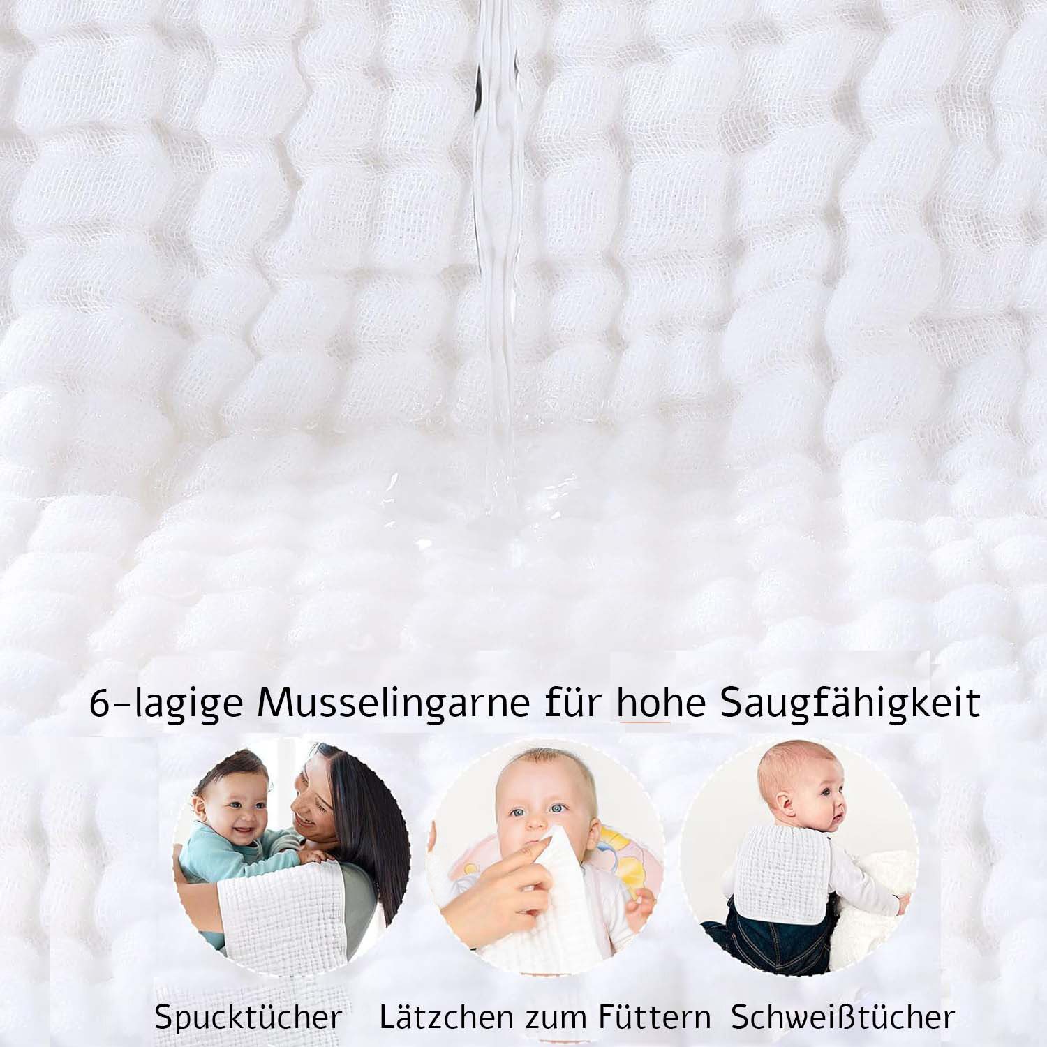 Coonoor Spucktuch Spucktücher Baby - Mullwindeln im praktischen 6 Set – Bild 3 von 5