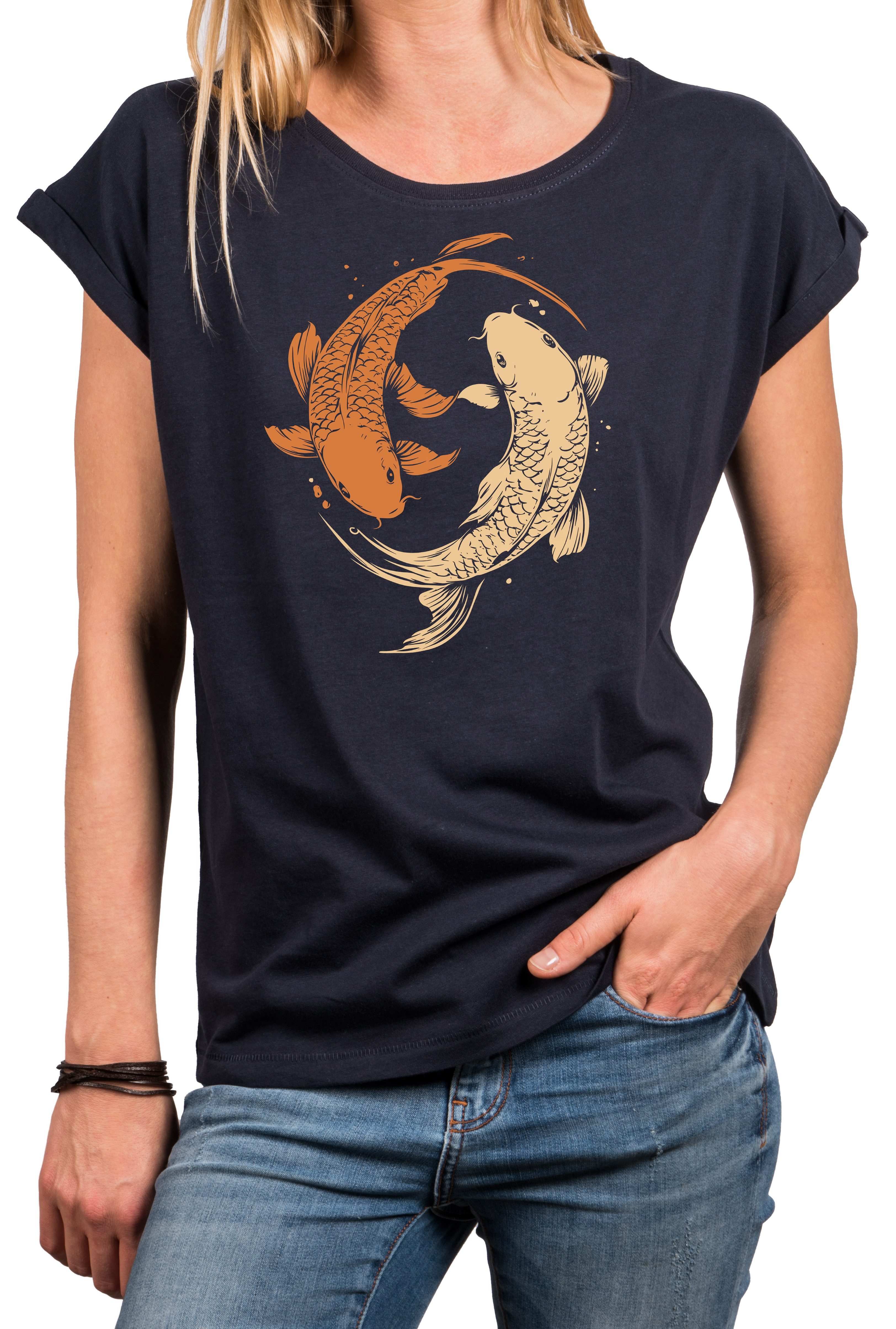 Yogashirt Damen Yin Yang Meditation Relax Shirt Hippie Outfit GYM Top