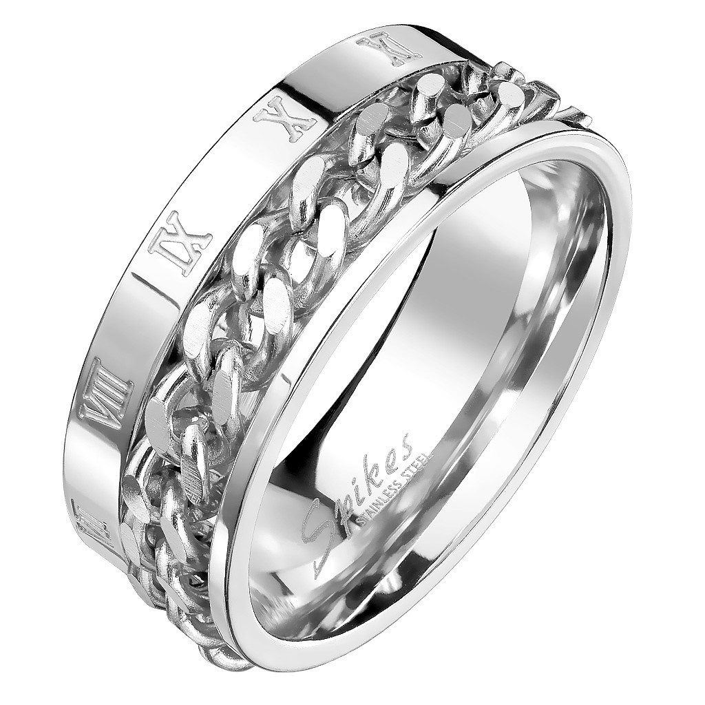 Taffstyle Fingerring Ring Ketten Style Spinner Römischen Zeichen Silber Grö günstig online kaufen