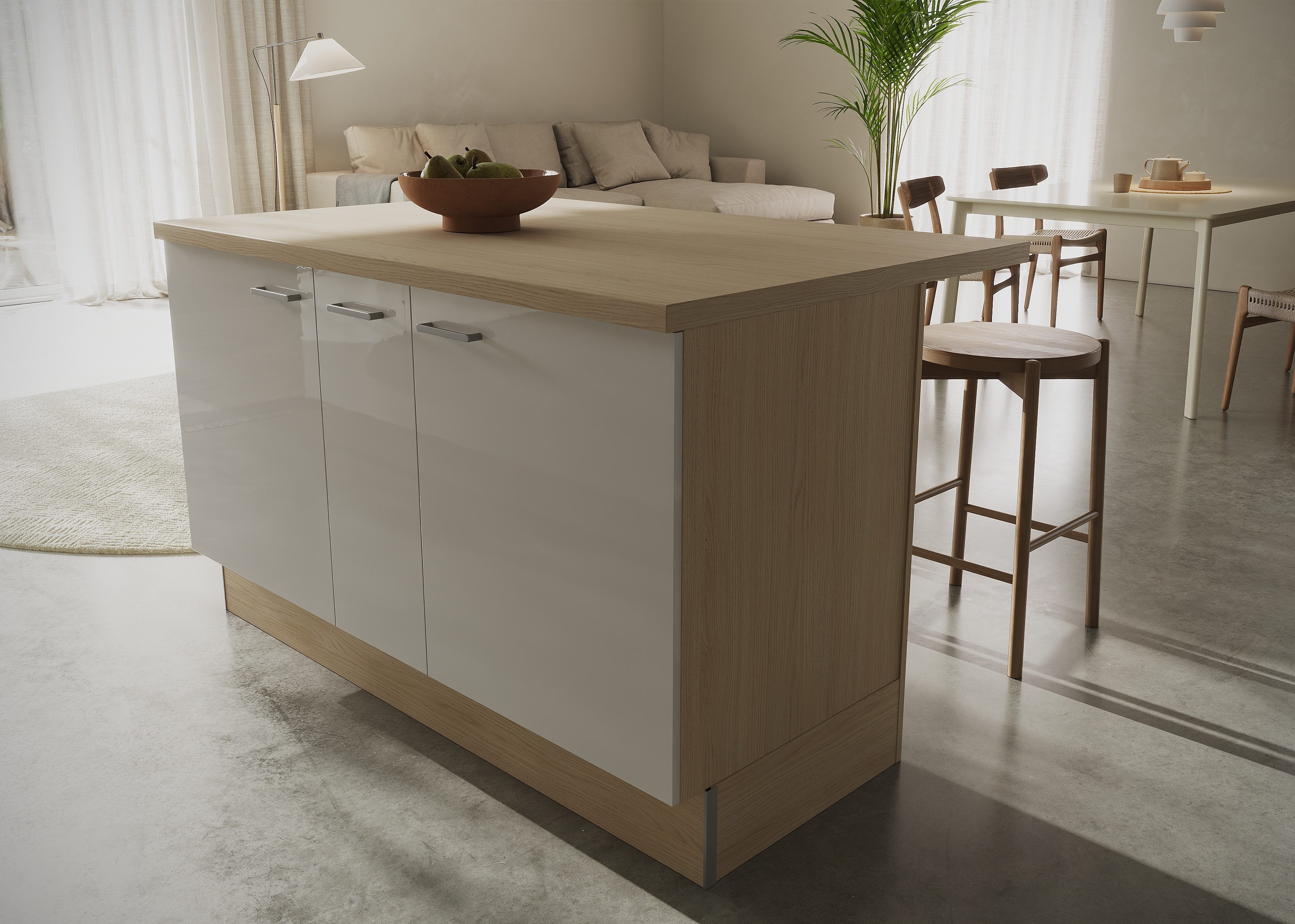 KOCHSTATION Kücheninsel KS-Lucy, Breite 151 cm, Soft-Close, höhenverstellbare Füße, Metallgriffe