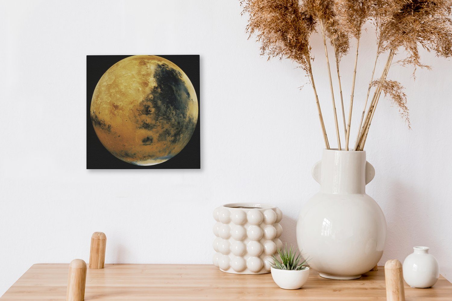 OneMillionCanvasses® Leinwandbild Leinwand Wohnzimmer Schlafzimmer für (1 St), Beigefarbener Planet Mars, Bilder