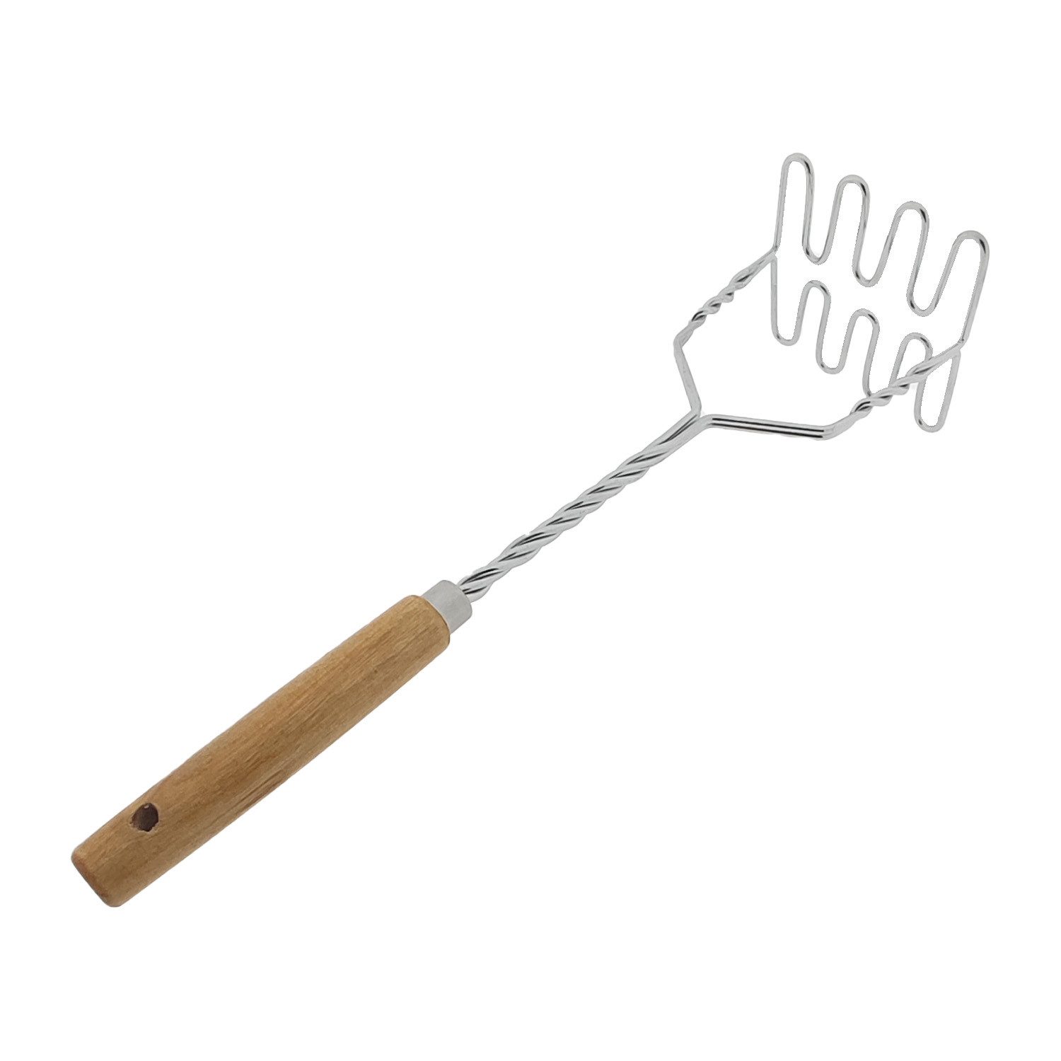 HundB Kartoffelstampfer Kartoffelstampfer Edelstahl Holzgriff, 370mm Grau 1 Stück, Edelstahl