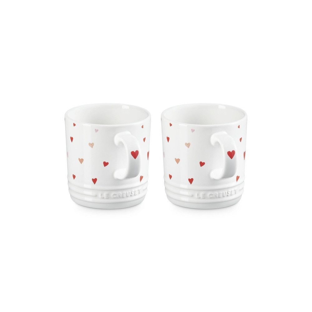 LE CREUSET Becher LeCreuset 2er-Set Becher Hearts aus Steinzeug 350ml, Porzellan