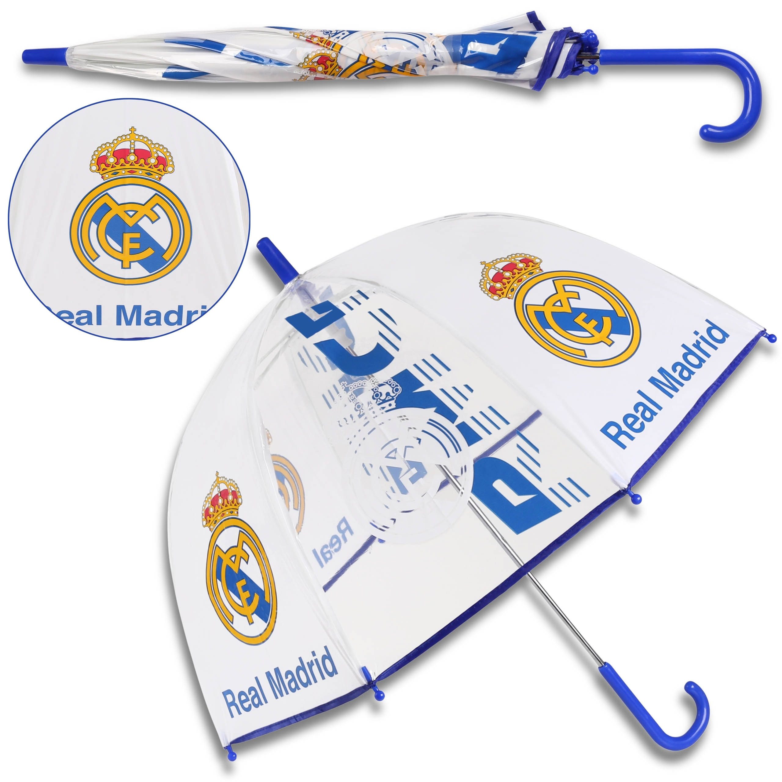 Real Madrid Taschenregenschirm Real Madrid Transparenter automatischer Regenschirm, für einen Jungen