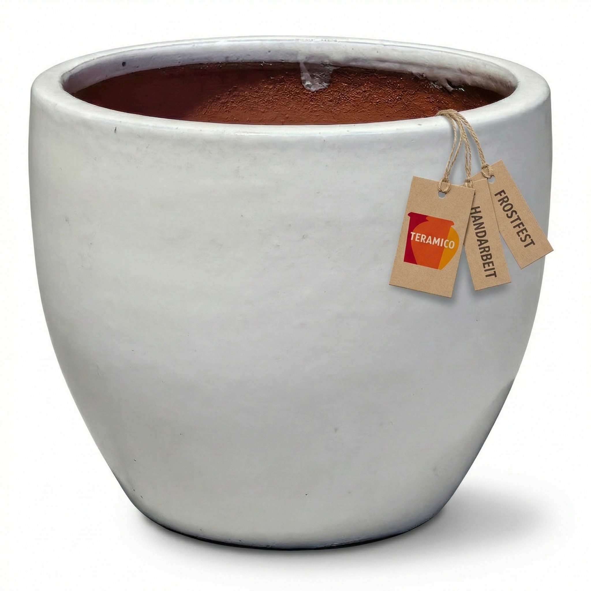 Teramico Blumentopf Pflanzgefäß Keramik "EGG-POT" Jade + Weiß - Ø 21 - 38 cm Frostfest (1 St), Frostfest, UV-Fest