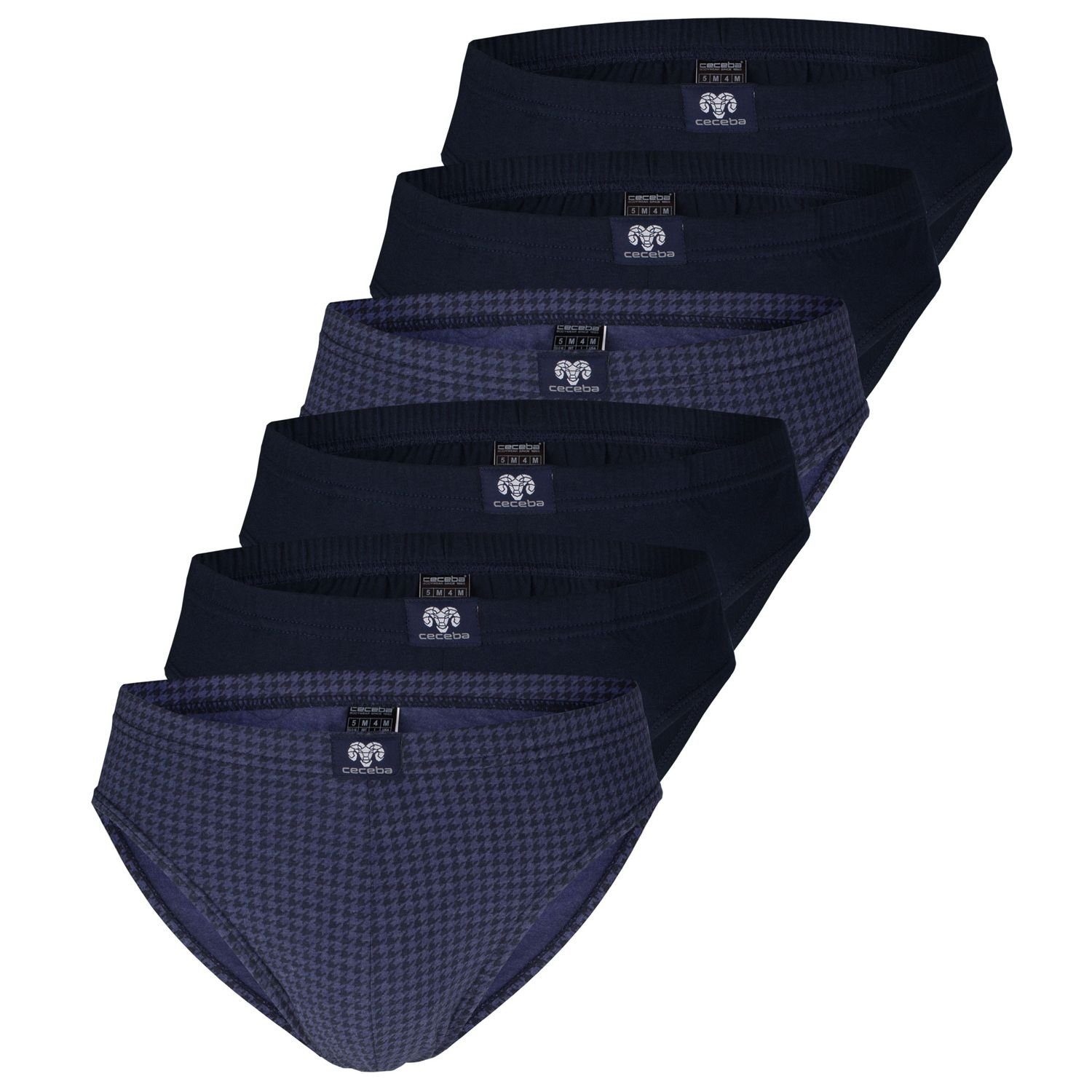 CECEBA Slip Pure Cotton (6-St) ohne Eingriff, elastisches Bündchen, Baumwolle, im 6er Pack navy gemustert