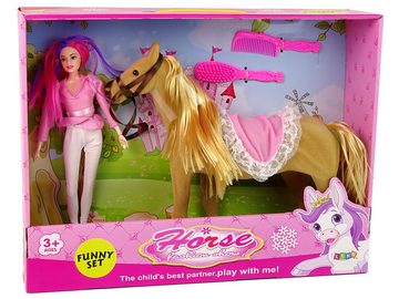 LEAN Toys Spielfigur Puppenreiter Ponyfiguren Set Puppe Spielzeug Pferd Reiterpuppe Tier