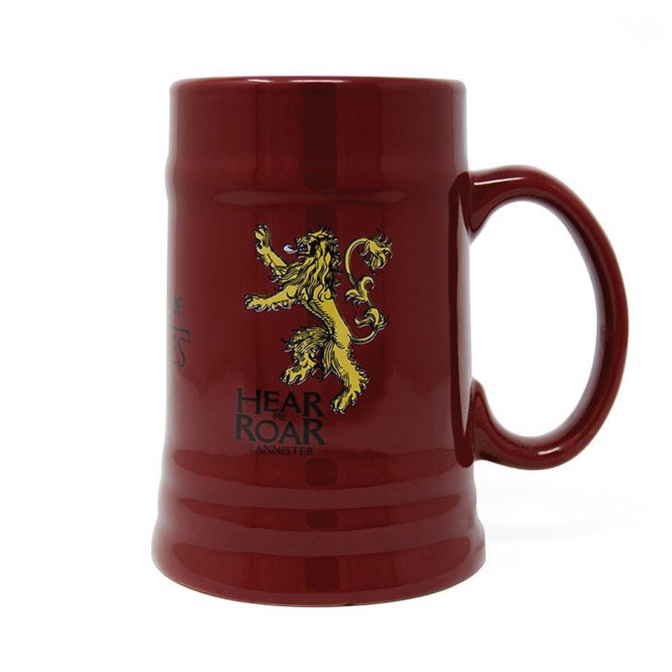Metamorph Tasse Bierkrug Haus Lannister, Keramik, Hochwertiger Bierkrug mit dem Löwenwappen des Haus Lannister aus Game