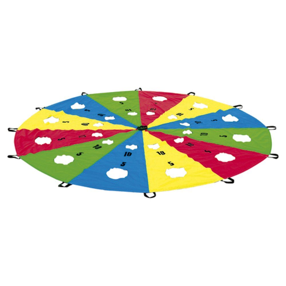EDUPLAY Spielzeug-Gartenset Schwungtuch mit Ziellöchern Durchmesser ca. 3m ø 3 m, 8 Griffschlaufen | Spiel-Gartengeräte