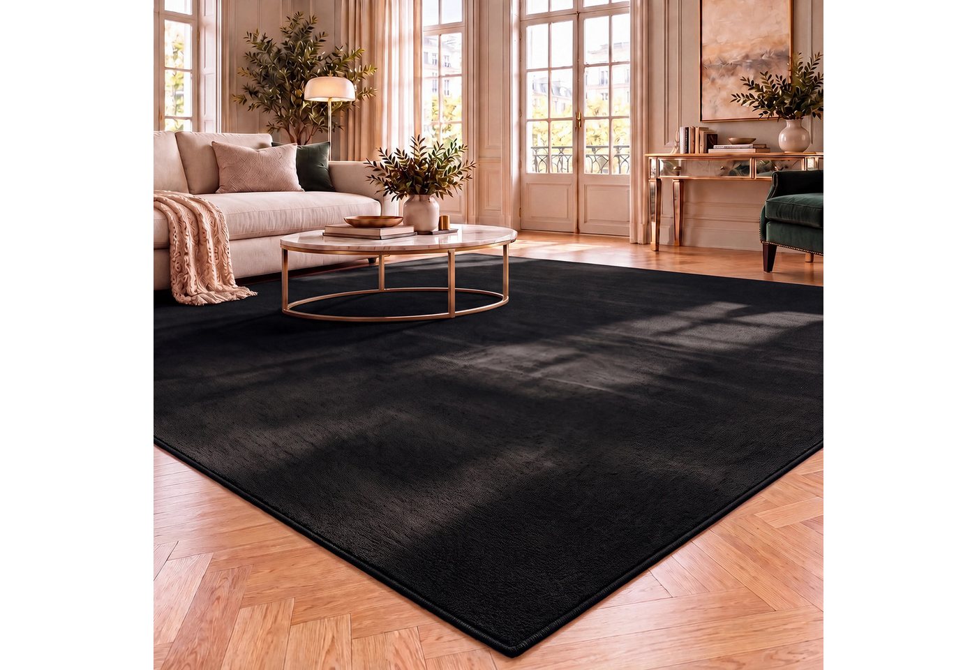 Vimoda Teppich Cozy Kurzflor Teppich – Angenehm warm & weich, waschbar & rutschfest, Rechteck, Höhe: 10 mm, Fellteppich Uni, Wohnzimmer, Schlafzimmer, kinderzimmer