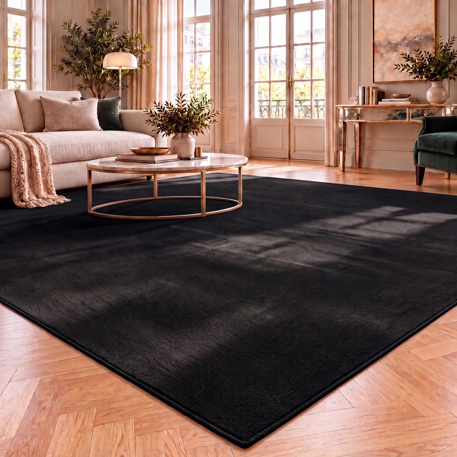 Vimoda Teppich Cozy Kurzflor Teppich – Angenehm warm & weich, waschbar & rutschfest, Rechteck, Höhe: 10 mm, Fellteppich Uni, Wohnzimmer, Schlafzimmer, kinderzimmer
