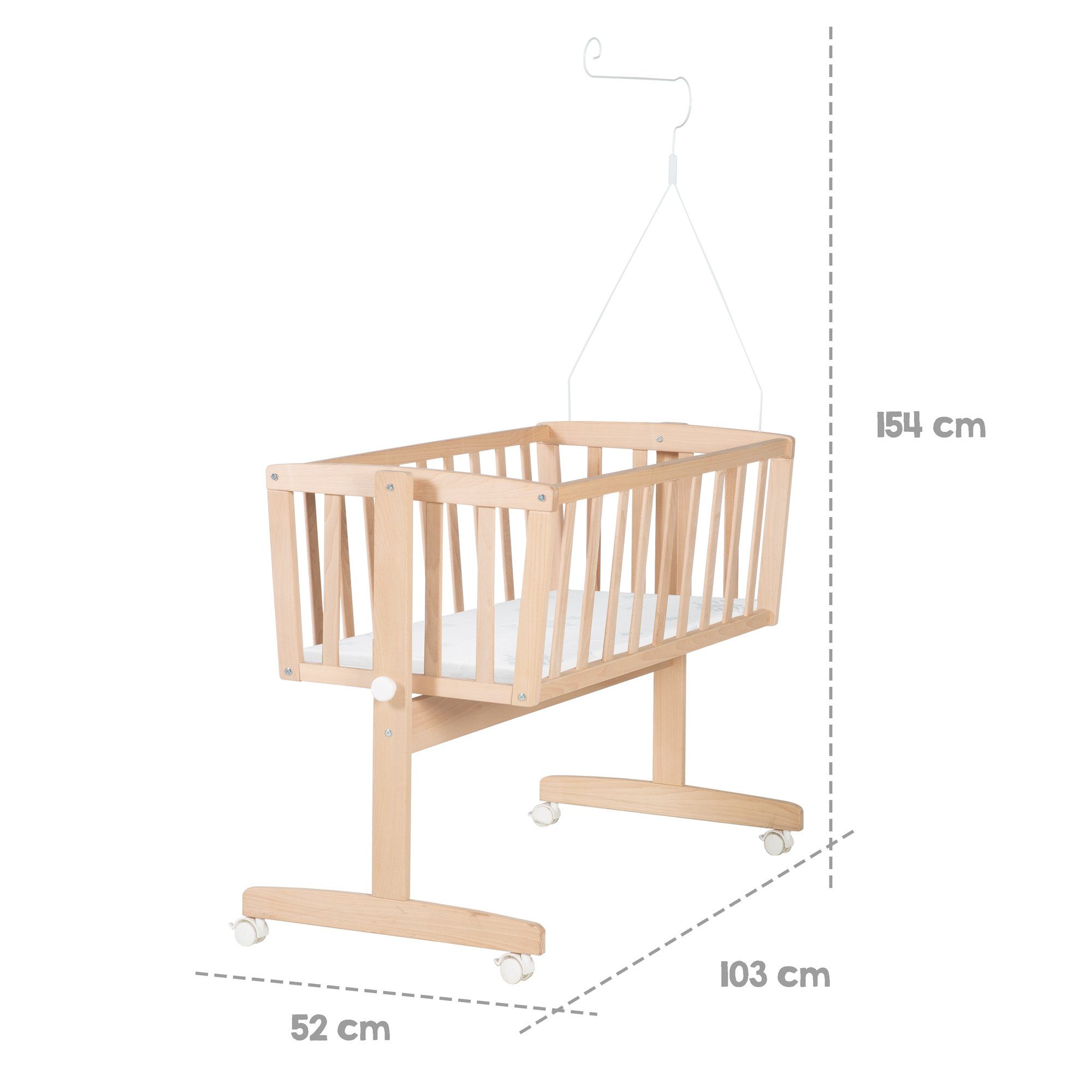 roba® Babybett Komplettwiegenset, mit Rollen inkl. Bettausstattung & Himmel