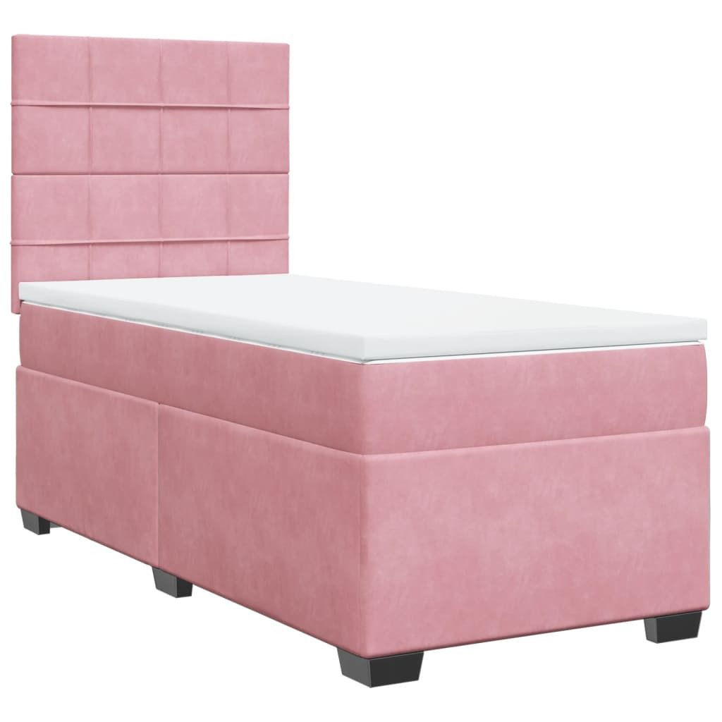 vidaXL Bett Boxspringbett mit Matratze Rosa 90x190 cm Samt