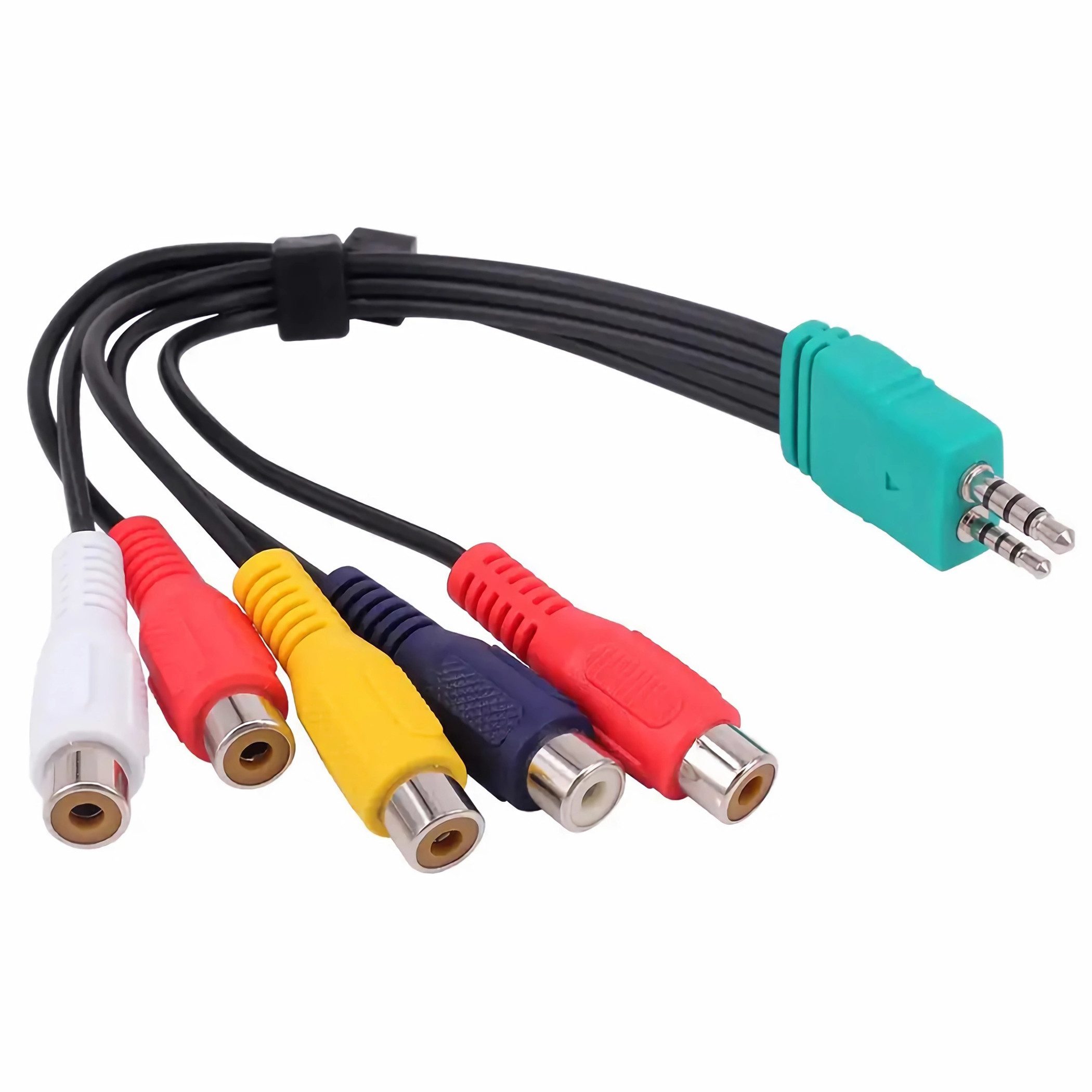 Bolwins D52 Video AV Audio Adapter Kabel Samsung BN39-01154W BN3901154W Audio- & Video-Adapter 3,5 mm Klinkenstecker (Video) + 2,5 mm Klinkenstecker (Audio) zu 5× Cinch-Buchse (2× Audio L/R, 3× Video), 23 cm, Plug & Play, Dual-Klinken-Eingang, 5-fach Cinch-Ausgang