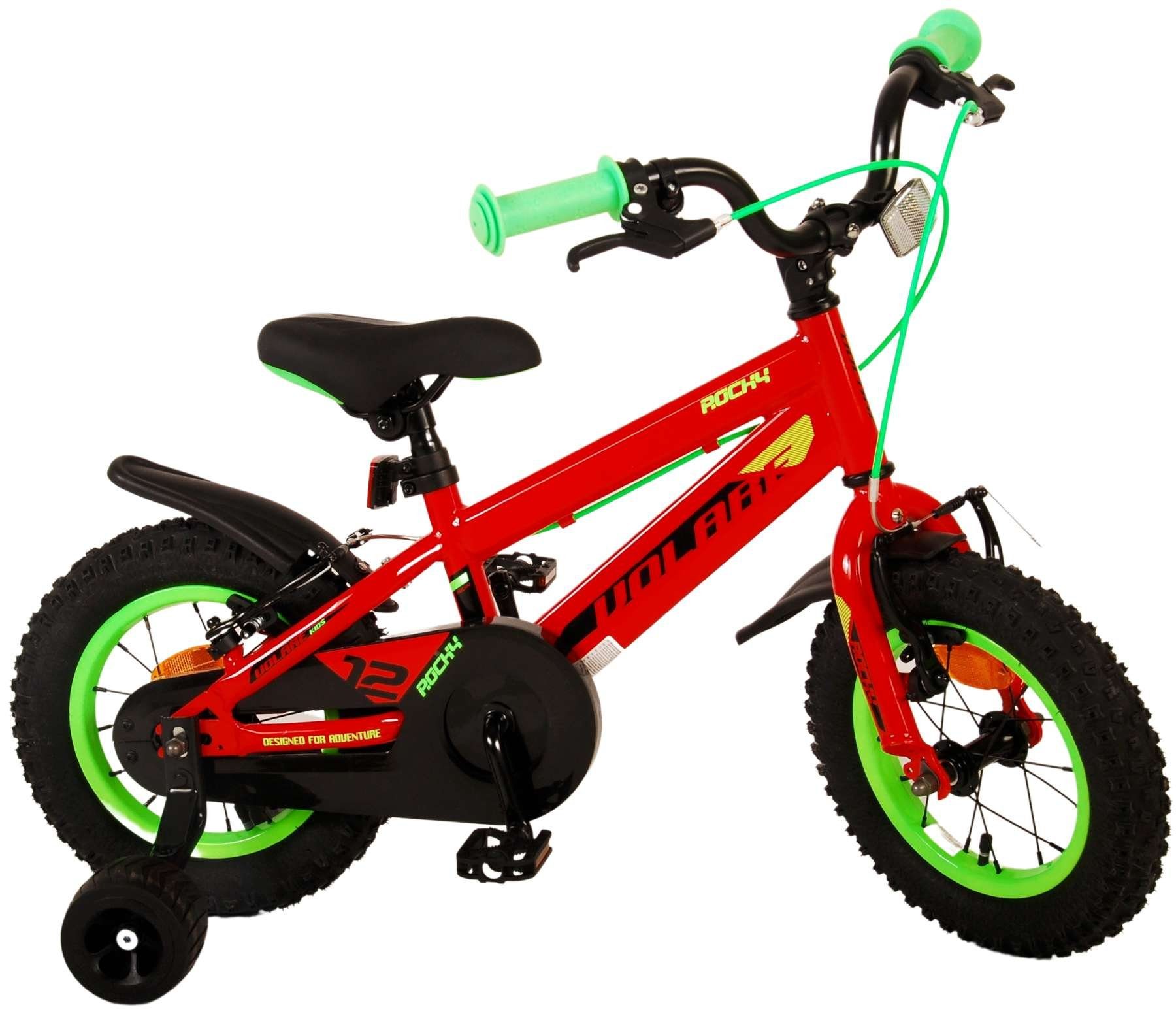 Volare Kinderfahrrad Rocky - Jungen - verschieden Farben und Größen - Rücktrittbremse, 85% zusammengebaut, bis 60 kg, 12,14,16 oder 18 Zoll, Stützräder Rot