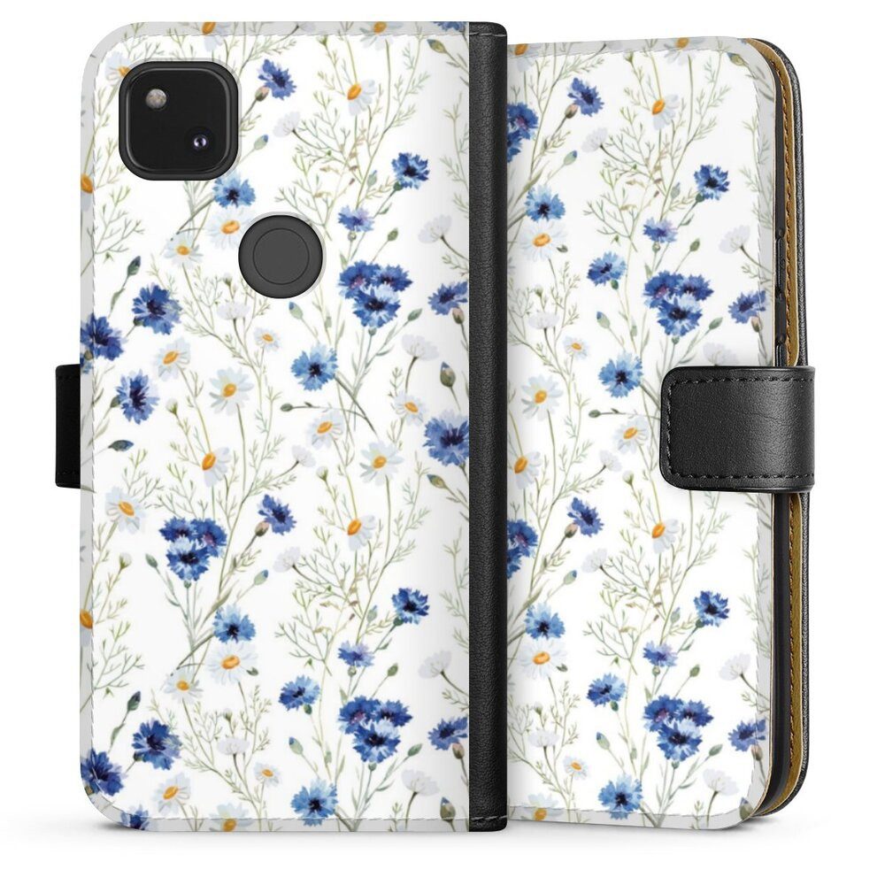 DeinDesign Handyhülle Muster Blume Blumen Flower Pattern 6, Google Pixel 4a Hülle Flip Case Klapphülle Handytasche Leder