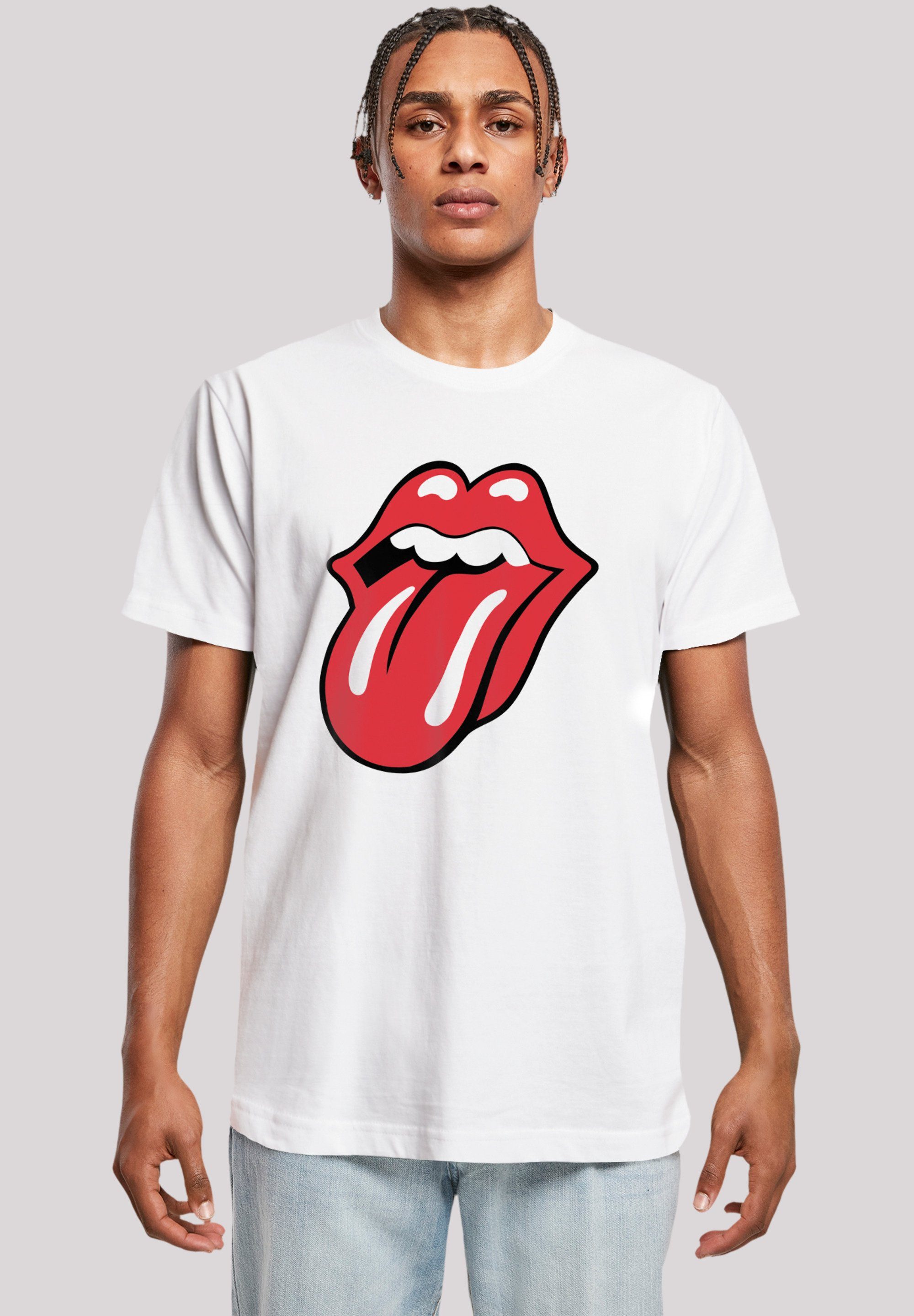 F4NT4STIC T-Shirt The Stones Print Rote Zunge Rolling weiß
