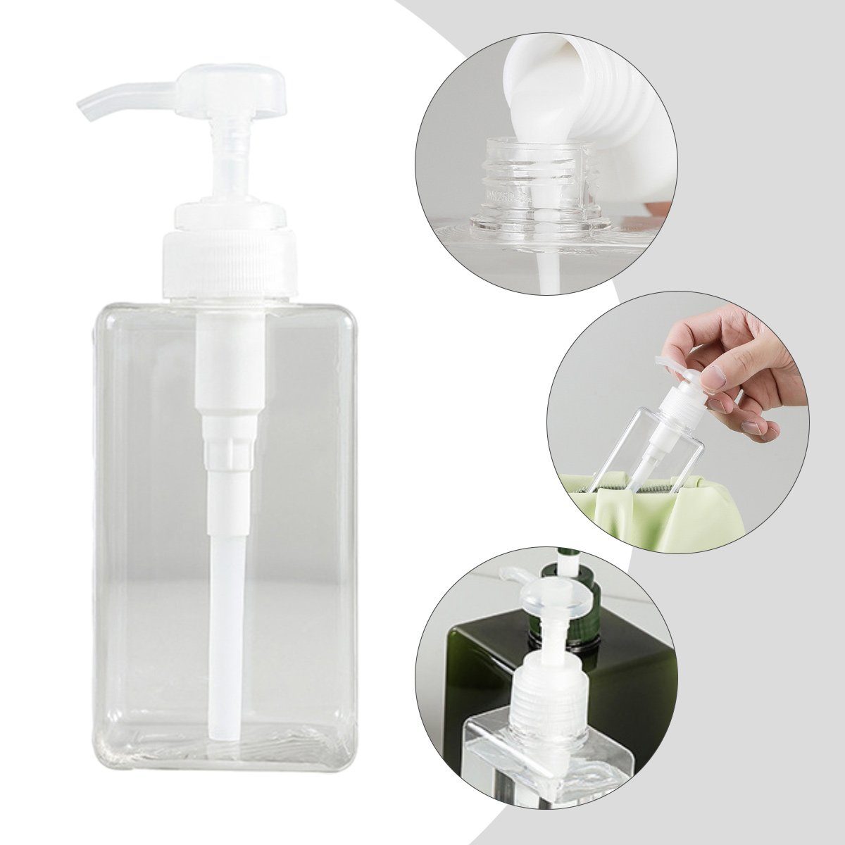 Transparent1 Plastik,für Kunststoff, Shampoo,Dusche Seifenspender Jormftte Pumpspender Seifenspender