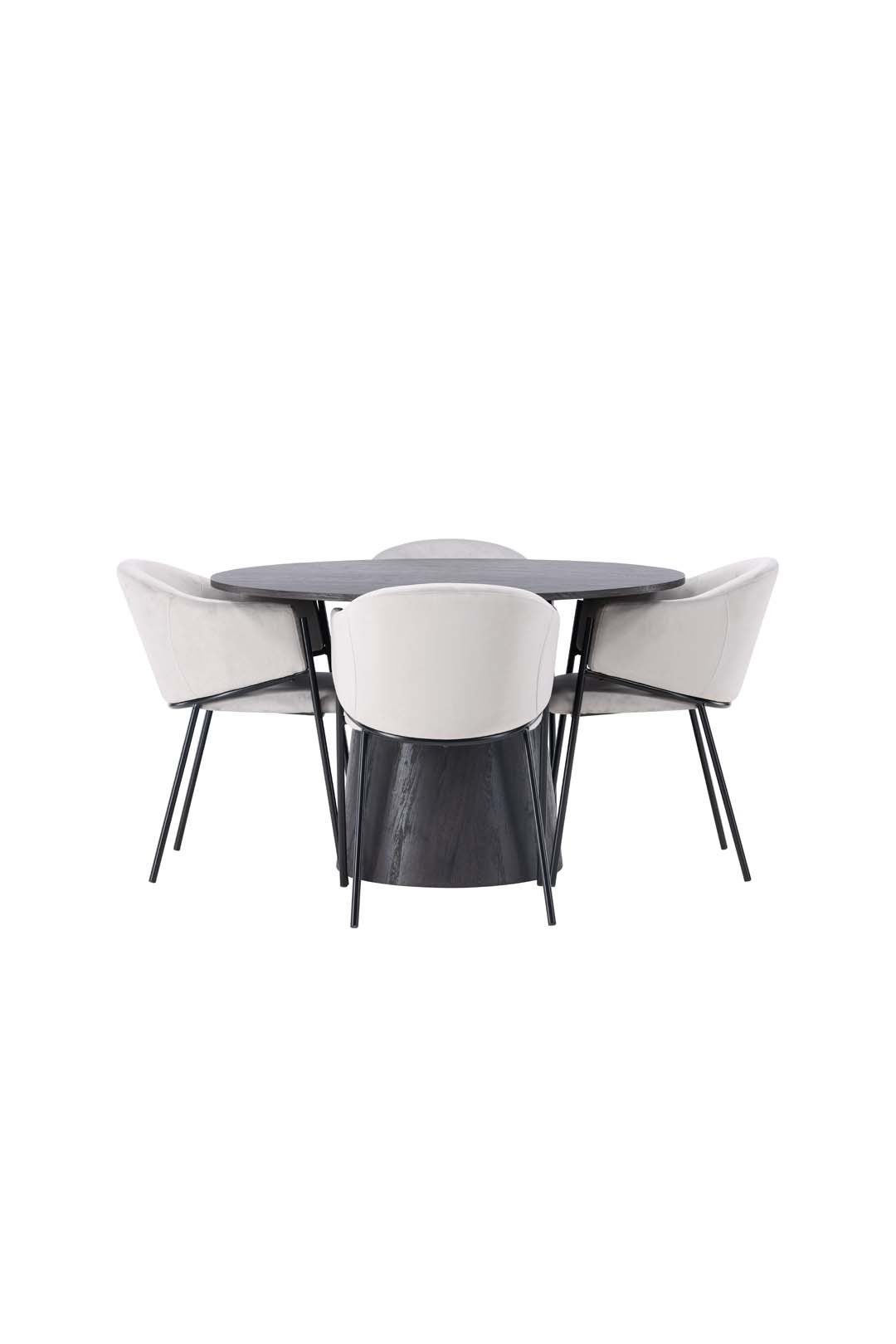 ebuy24 Essgruppe Lanzo Essgruppe Tisch mocca und 4 Evelina Stühle g