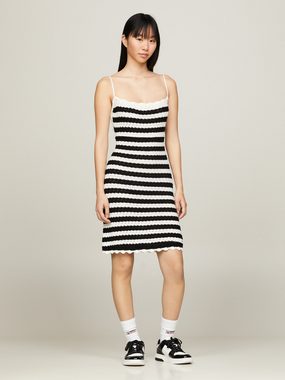 Tommy Jeans Spaghettikleid TJW CROCHET STRIPE DRESS mit Bindeband am Rücken