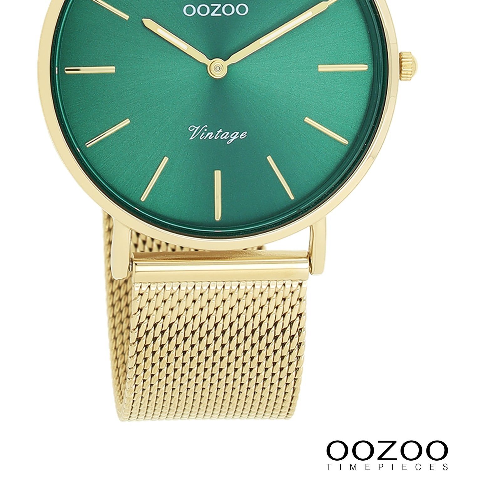 OOZOO Quarzuhr Oozoo Damen Armbanduhr Vintage Series, (Analoguhr), Damenuhr rund, mittel (ca. 36mm) Metall, Mesharmband, Casual-Style