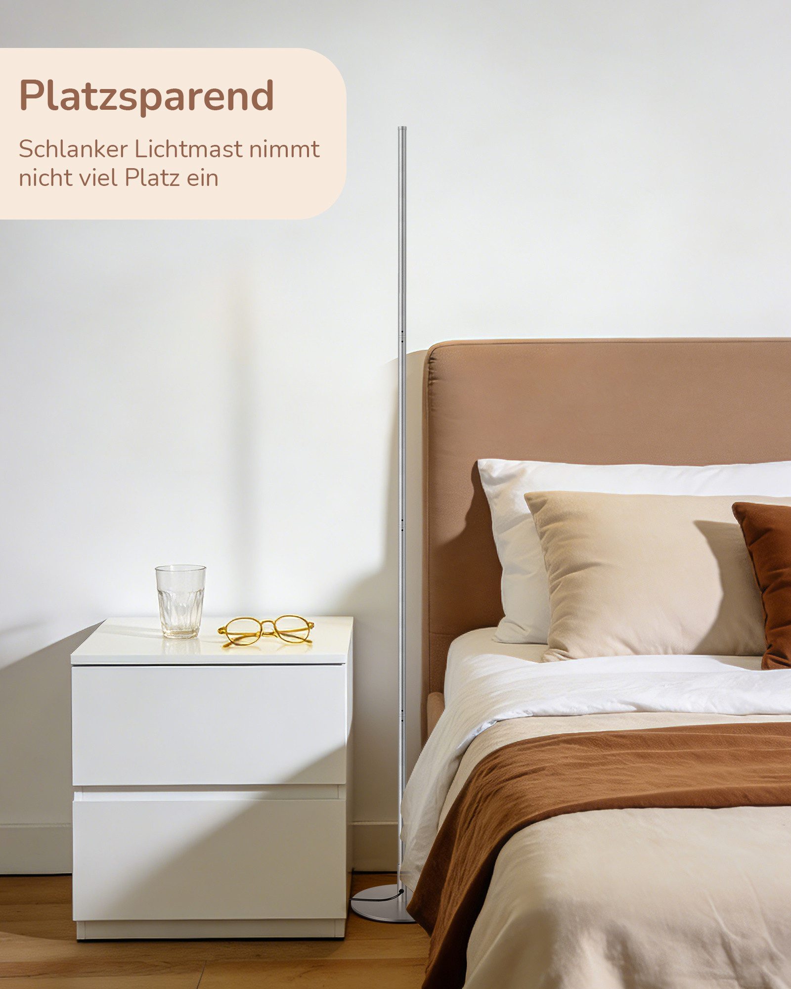 EDISHINE LED Stehlampe Wohnzimmer dimmbar, LED fest integriert, warmweiß, Minimalistische Stehleuchte