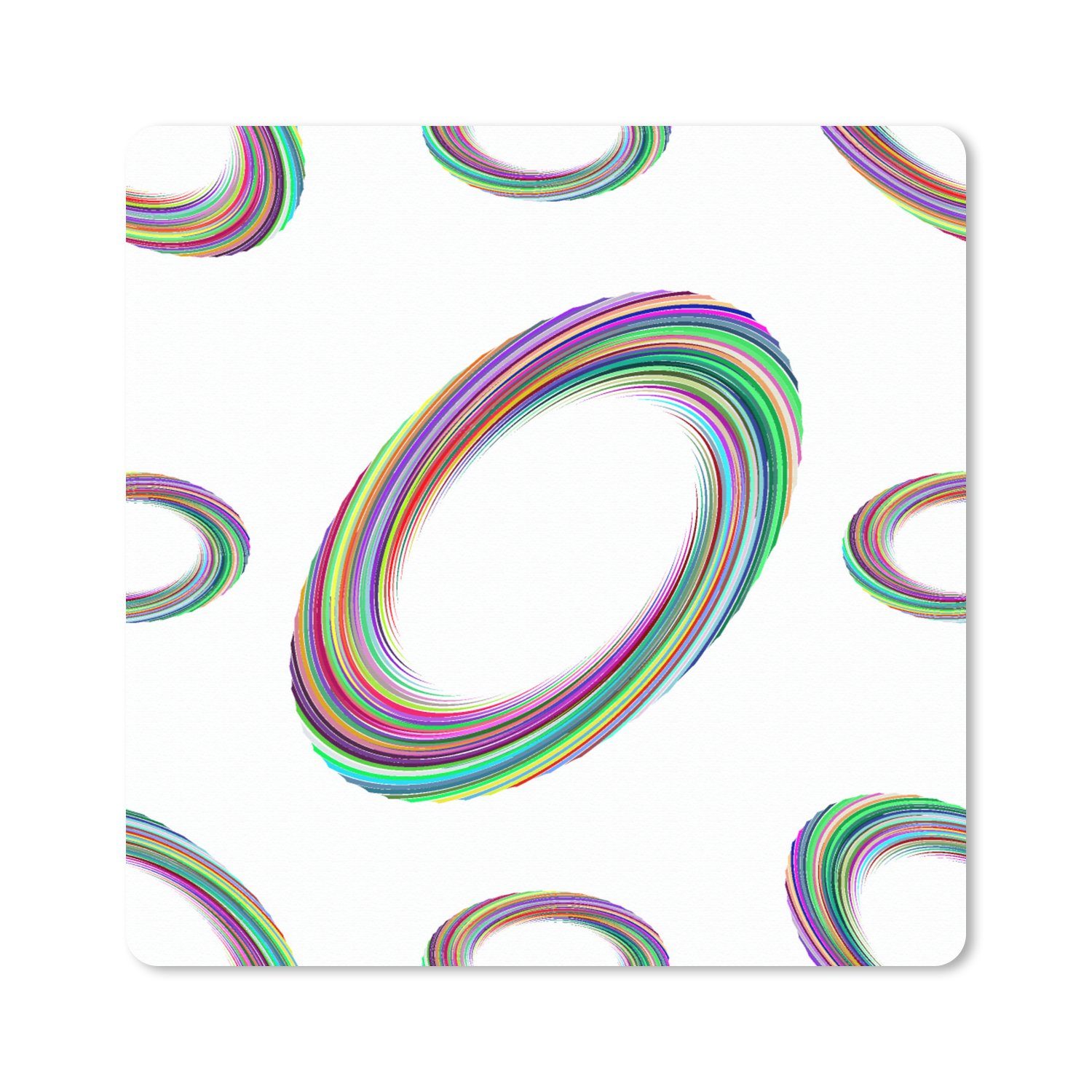 MuchoWow Gaming Mauspad Ring - Regenbogen - Muster (1-St), Gaming, Rutschfester Unterseite, Mausunterlage, 80x80 cm, XXL, Großes