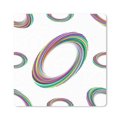 MuchoWow Gaming Mauspad Ring - Regenbogen - Muster (1-St), Gaming, Rutschfester Unterseite, Mausunterlage, 80x80 cm, XXL, Großes