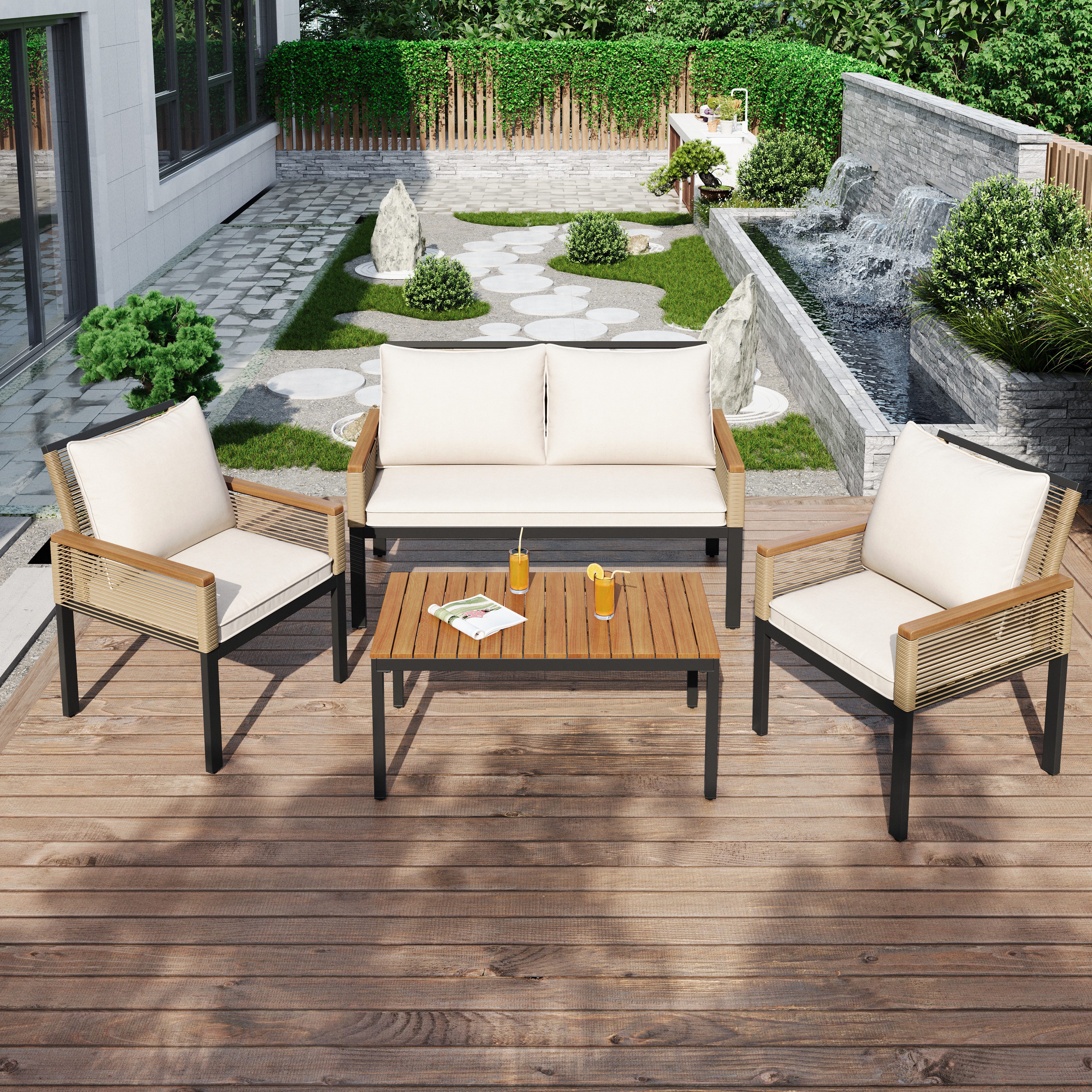 MODFU Gartenlounge-Set Loungemöbel-Set – Polyrattan & günstig online kaufen