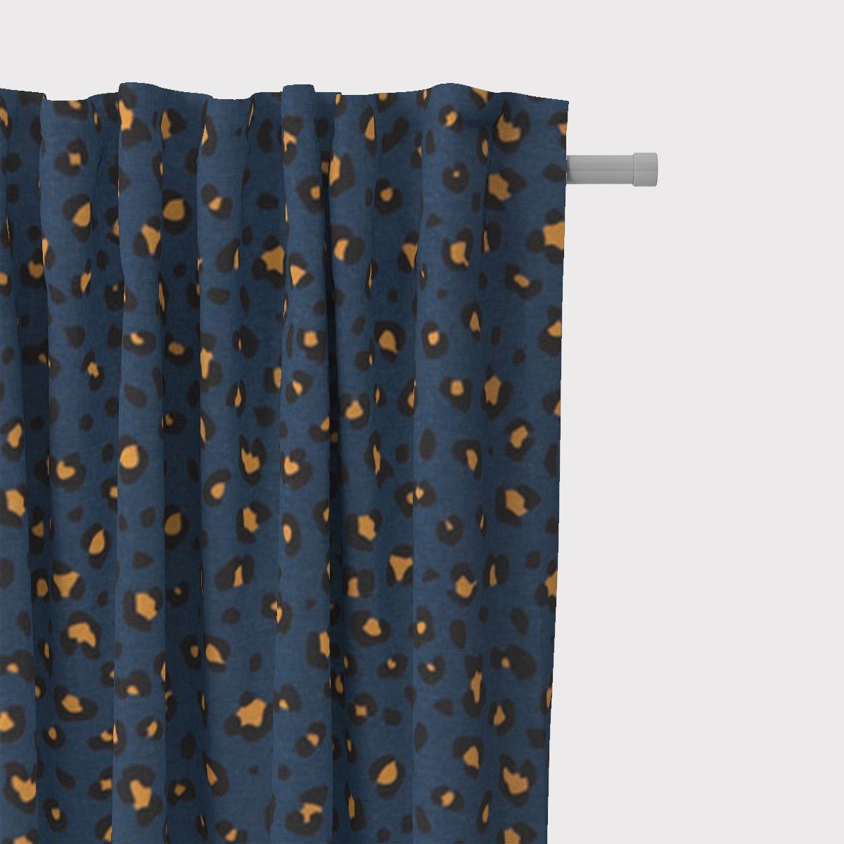 Vorhang SCHÖNER LEBEN. Vorhang man Leopardenmuster blau 245cm, SCHÖNER LEBEN., Smokband (1 St), blickdicht, Baumwolle, handmade, made in Germany, vorgewaschen