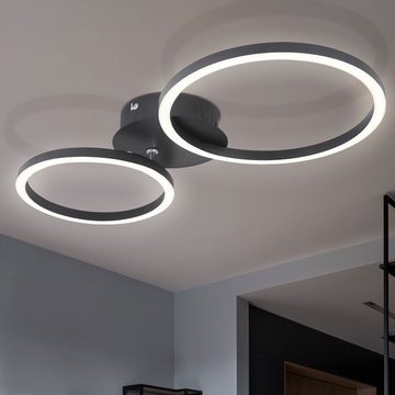 Globo LED Deckenleuchte, LED-Leuchtmittel fest verbaut, Warmweiß, Deckenleuchte Ring Design Deckenlampe schwarz Wohnzimmerlampe, aus