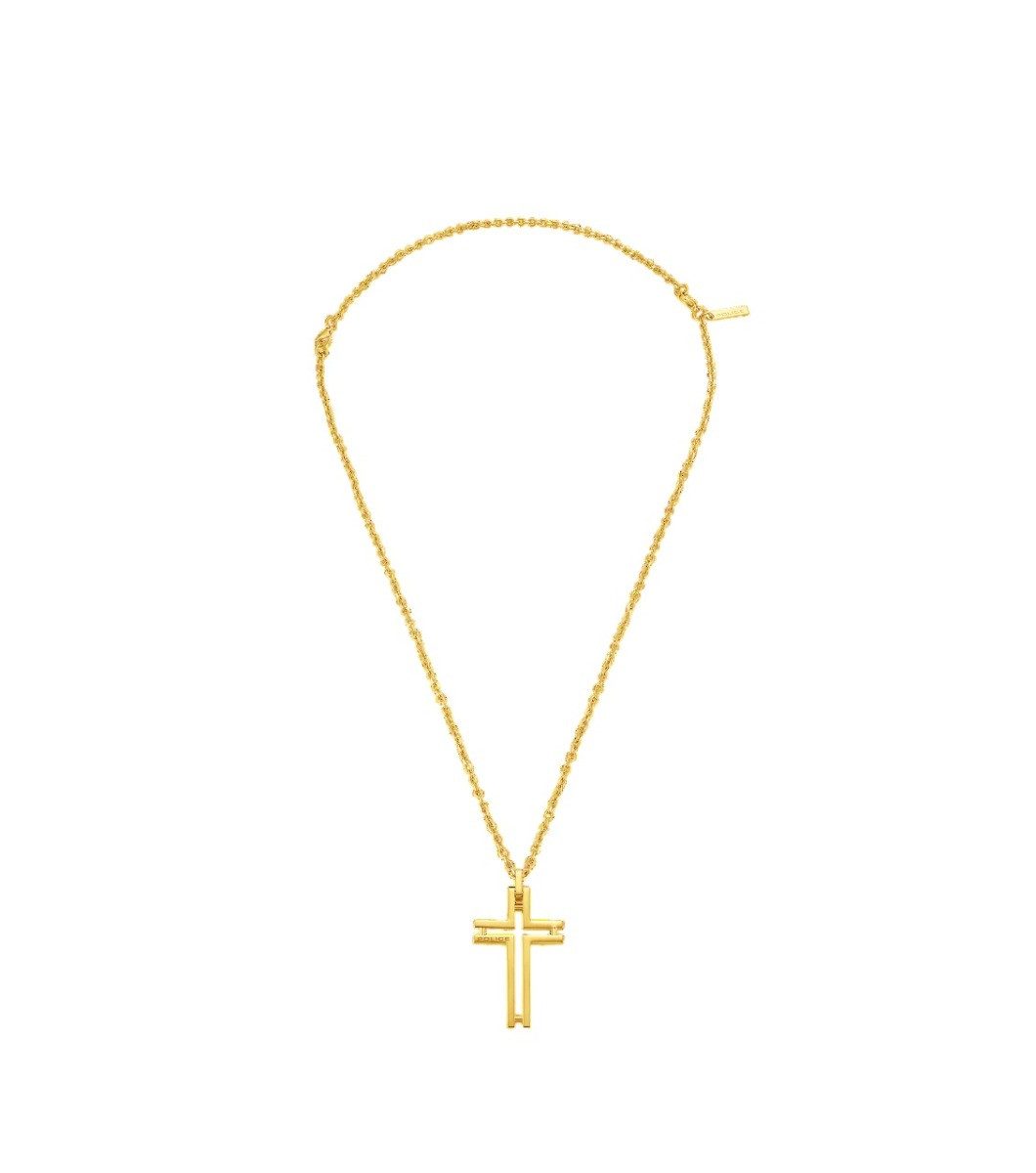 Police Kette mit Anhänger Police Halskette-Anhänger Herren Framed Metall Gold-Ton PEAGN0005306